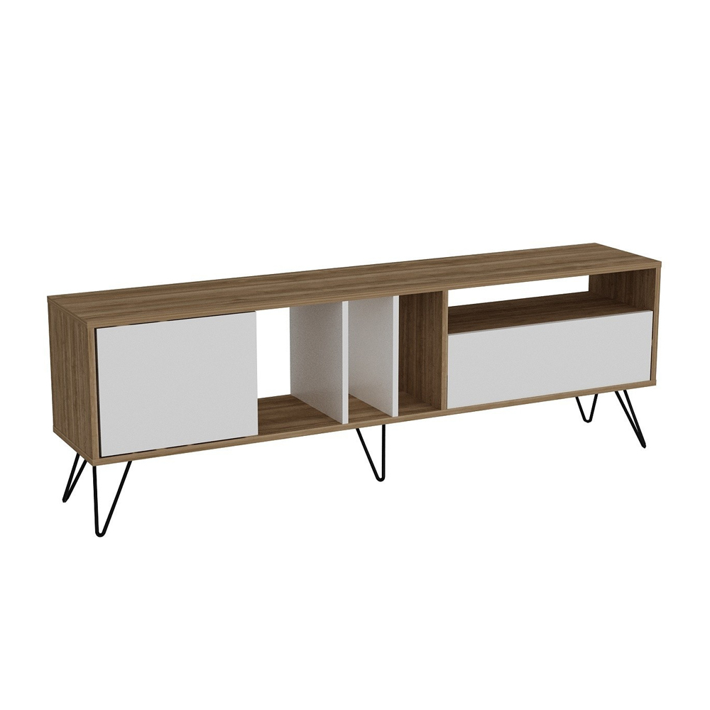 Szafka RTV Misecca 180 cm orzech/biała - zdjęcie 1