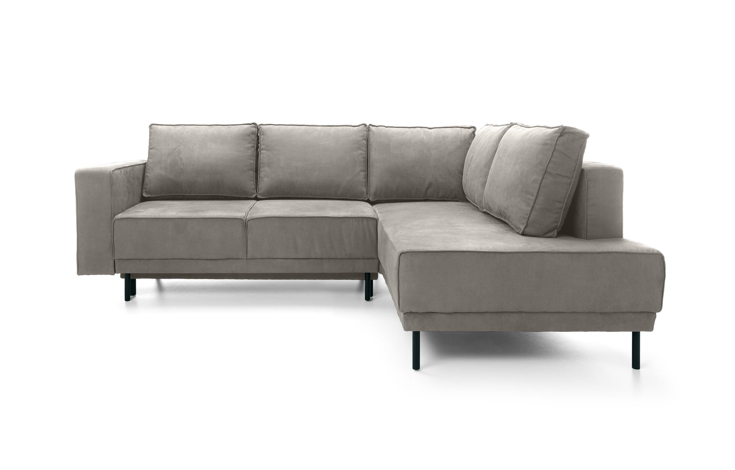 Narożnik z funkcją spania Rodario z pojemnikiem szarobeżowy hydrofobowy prawostronny