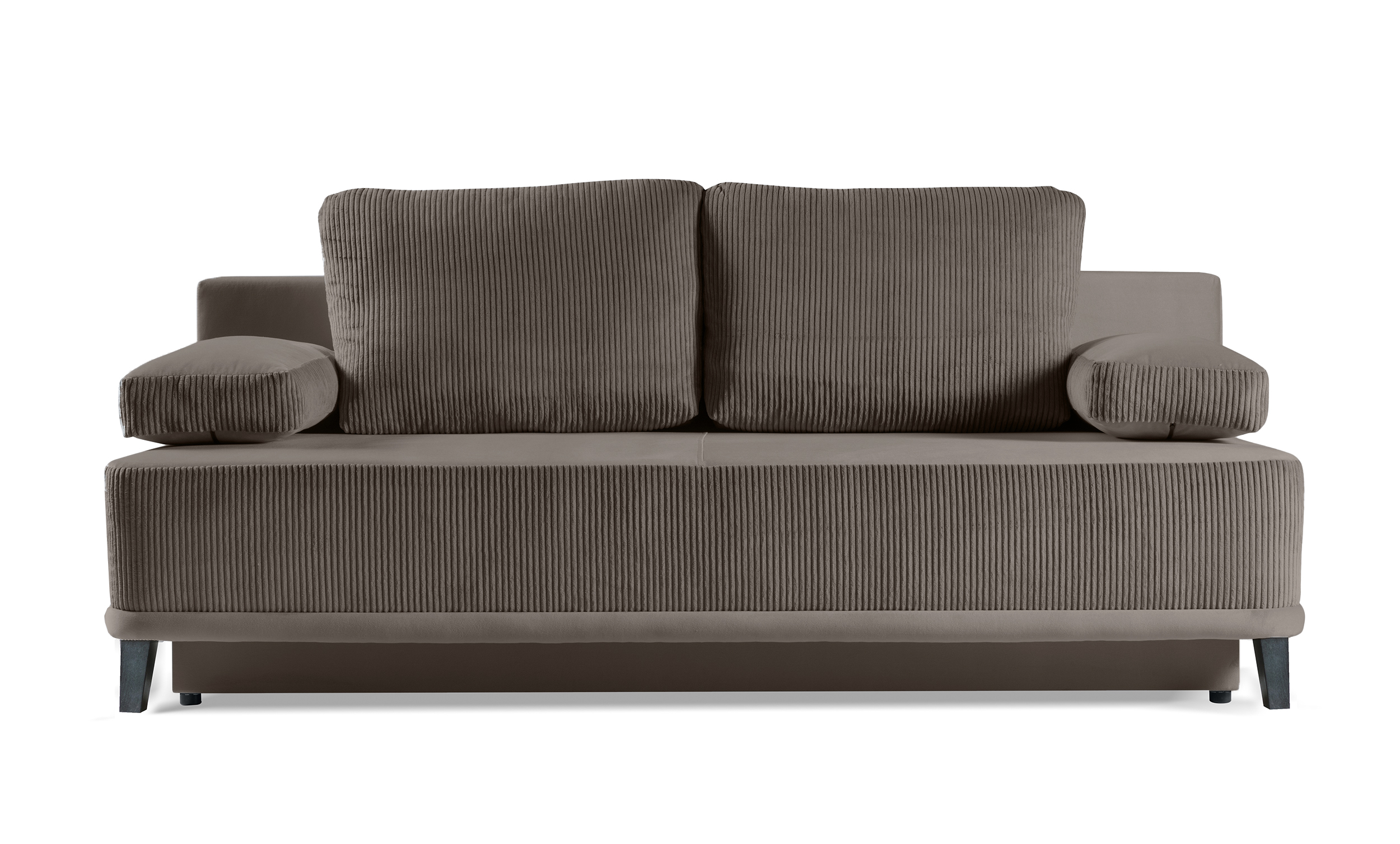 Kanapa rozkładana trzyosobowa Firuze z pojemnikiem szarobeżowa sztruks - zdjęcie 1