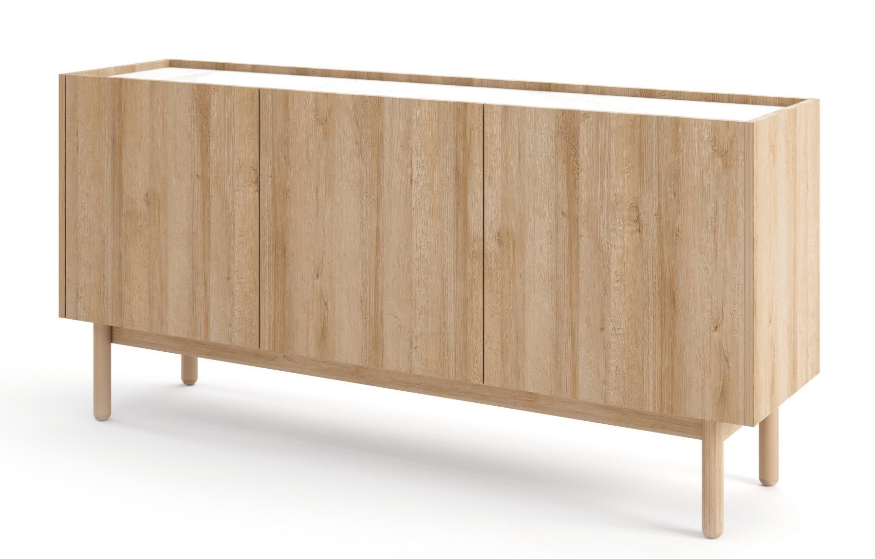 Komoda niska Loppi 68 cm trójdrzwiowa dąb riviera / marmur bianco - zdjęcie 1