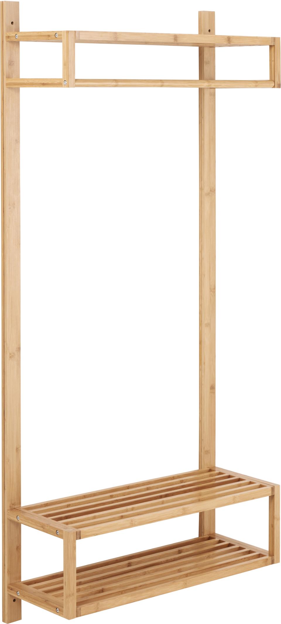 Zestaw do przedpokoju Sulands bambusowy z haczykami i siedziskiem 80x30x170 cm - zdjęcie 1