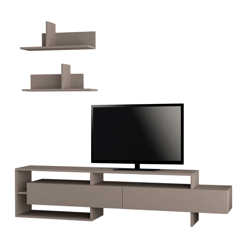 Szafka RTV Lotero mocca z dwiema półkami naściennymi