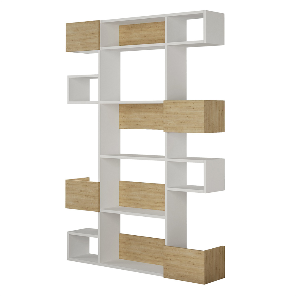 Regał otwarty Makrud biały/dąb - zdjęcie 1