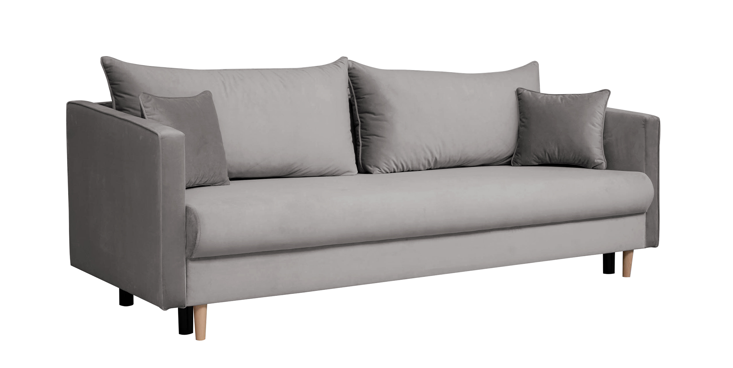 Kanapa rozkładana trzyosobowa Merauke z pojemnikiem szara velvet - zdjęcie 1