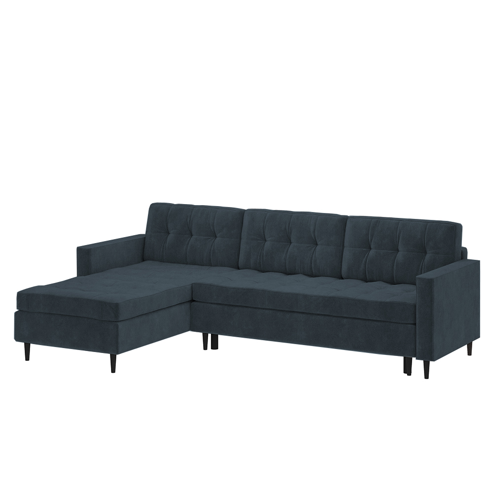 Narożnik z funkcją spania Kopenhaga L-kształtny z pojemnikiem uniwersalny granatowy w tkaninie hydrofobowej - zdjęcie 1