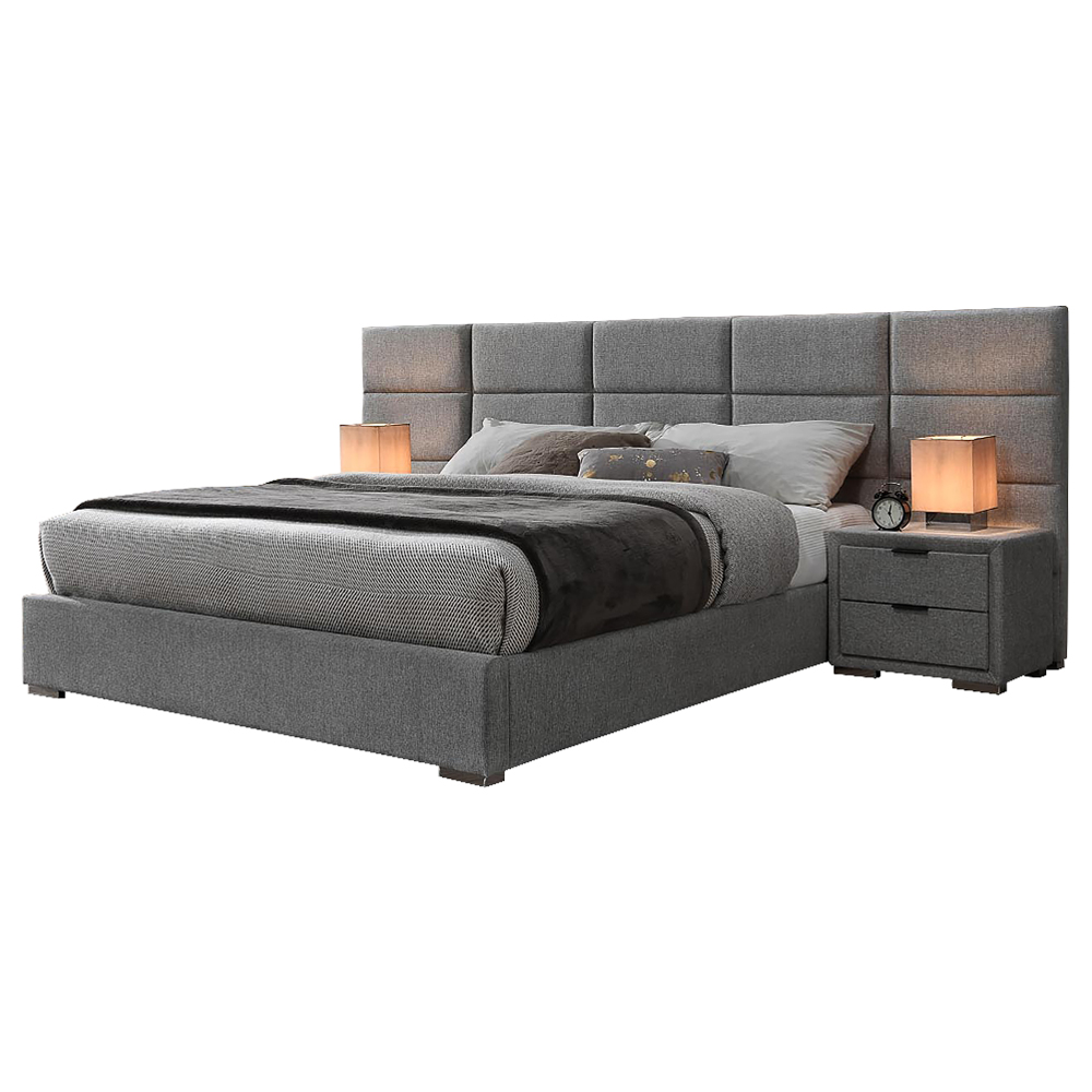 Łóżko tapicerowane Crespio 160x200 cm popielate - zdjęcie 1