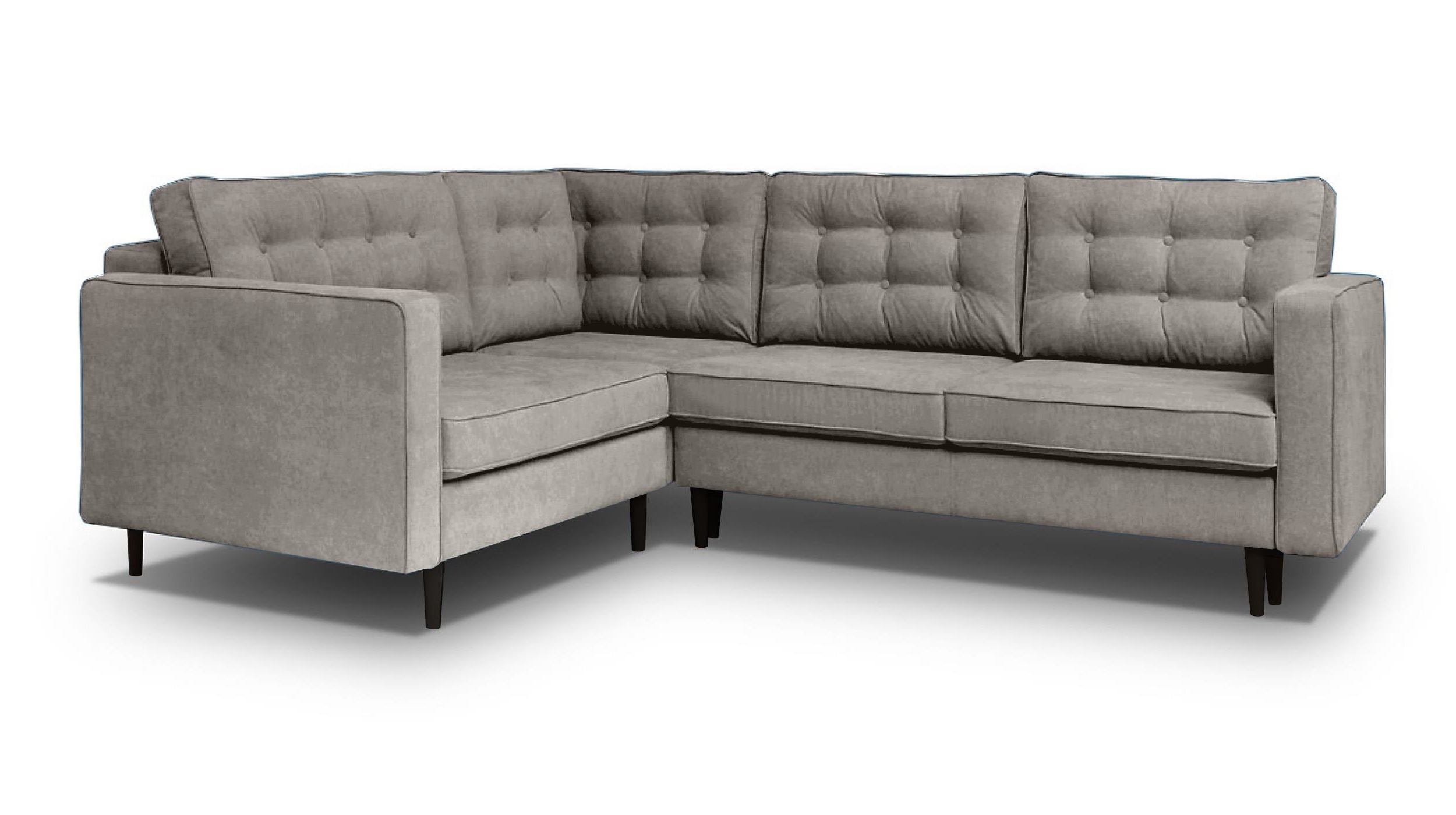 Narożnik z funkcją spania Juttic 250 cm L-kształtny z pojemnikiem szary welwet lewostronny - zdjęcie 1