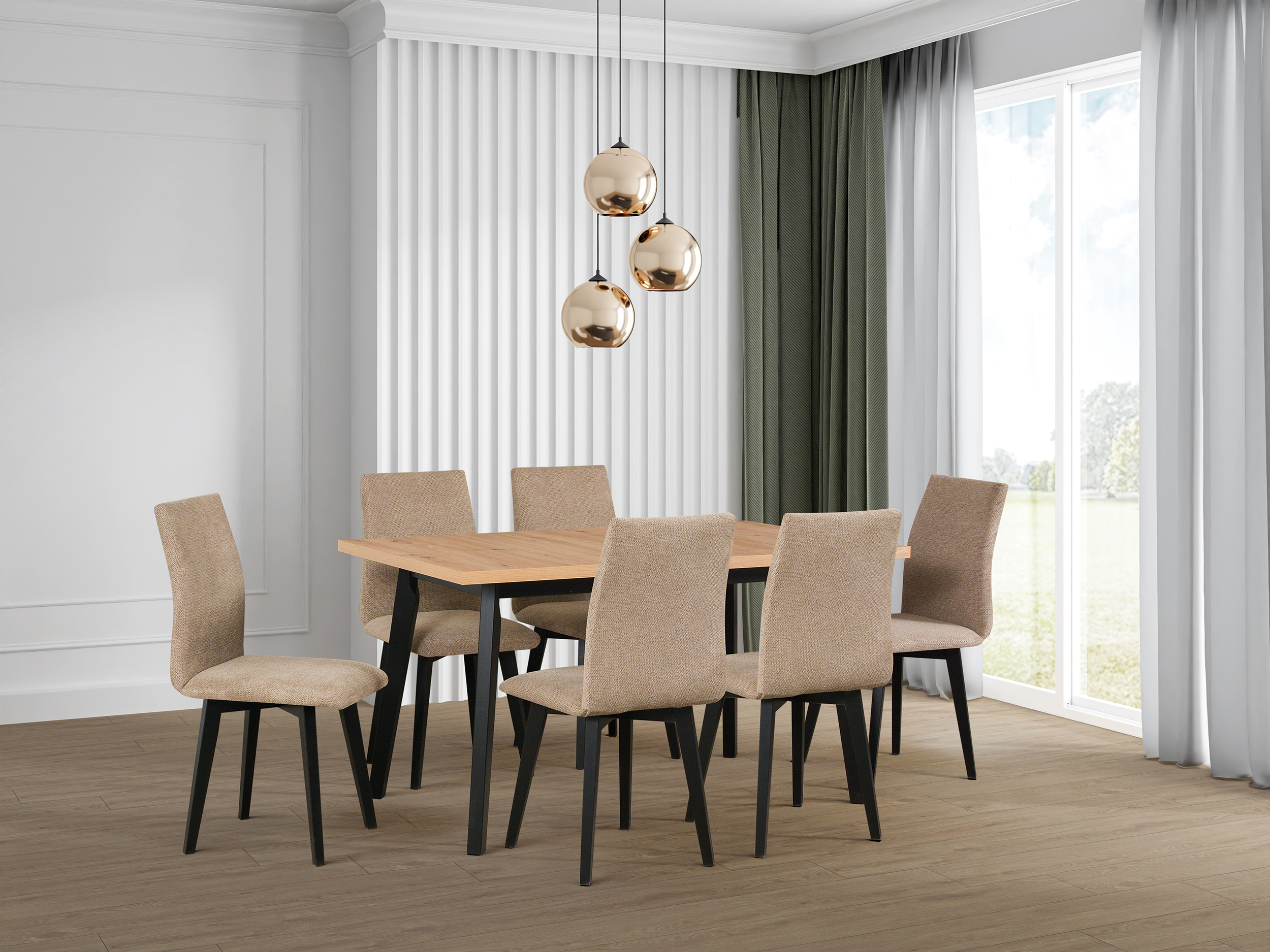Stół drewniany do jadalni rozkładany Korror 140-180x80 cm czarny/dąb artisan