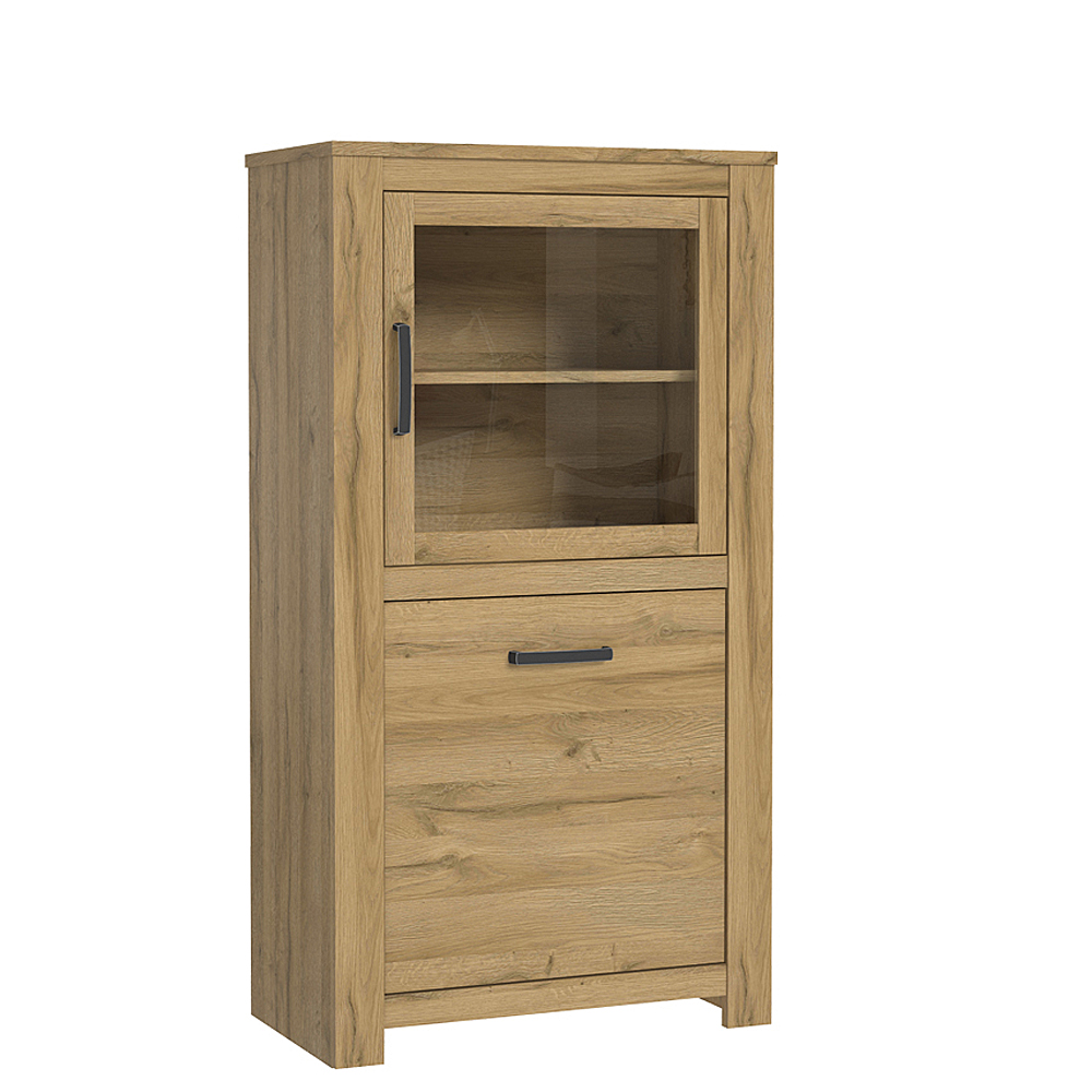 Witryna z przeszkleniem HVNV 77 cm prawostronna dąb postarzany - zdjęcie 1