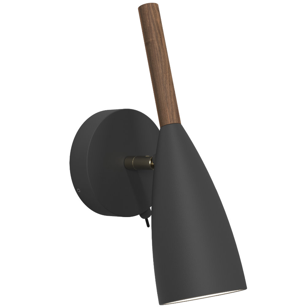 Kinkiet ścienny Pure czarny z drewnianym elementem - zdjęcie 1
