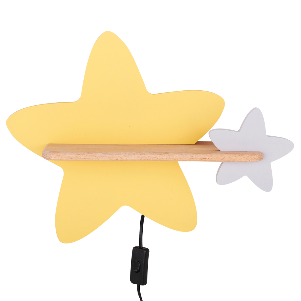 Kinkiet ścienny do pokoju dziecięcego Dreamie gwiazda z przewodem żółty/szary - zdjęcie 1
