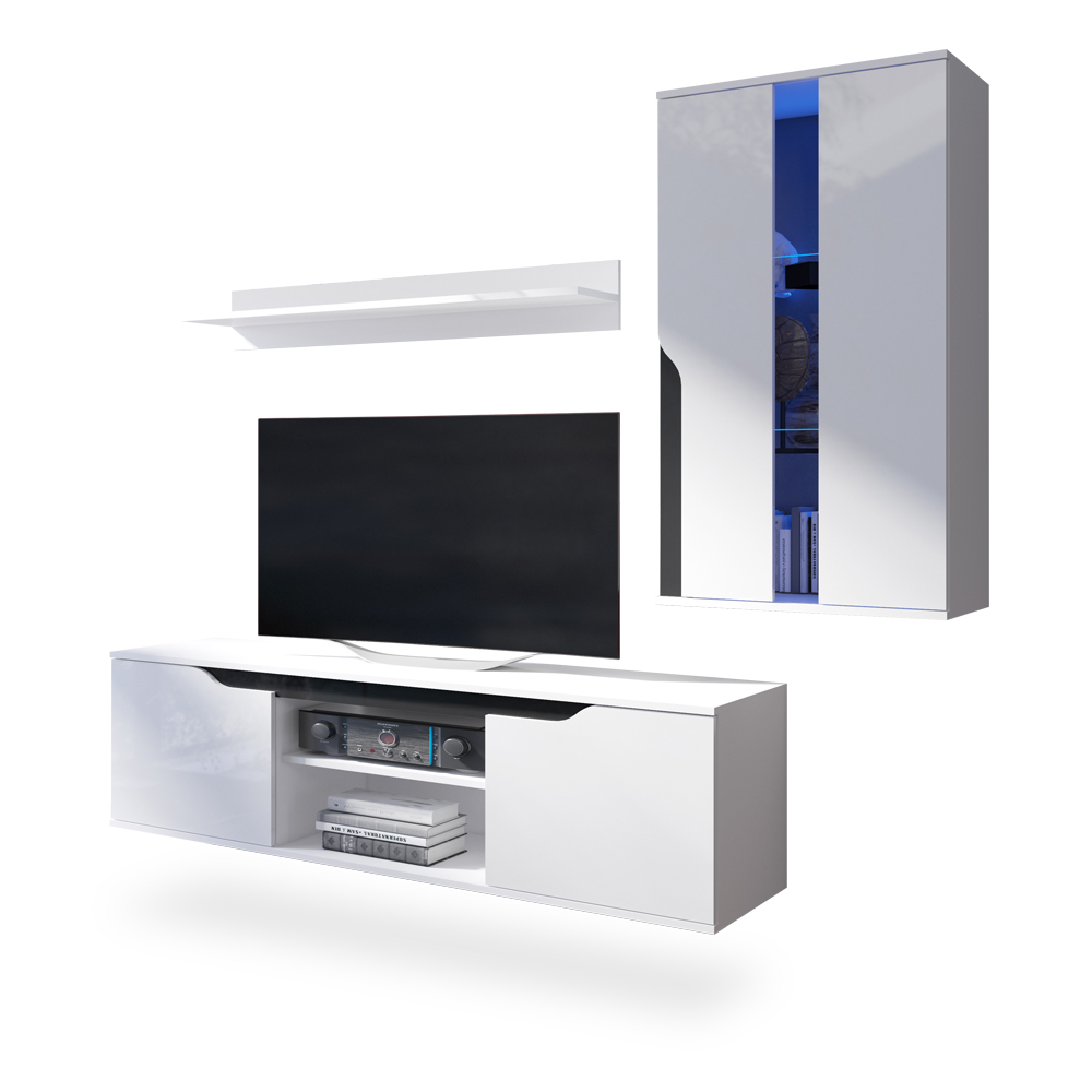 Meblościanka Promina Biały mat / Biały połysk / Czarny połysk  - zdjęcie 1