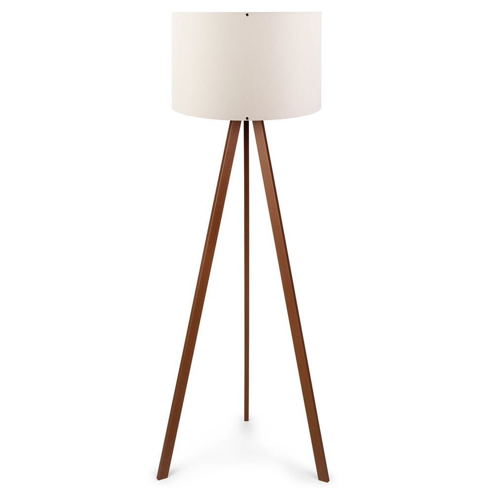 Lampa podłogowa Salika ecru na brązowym stelażu - zdjęcie 1