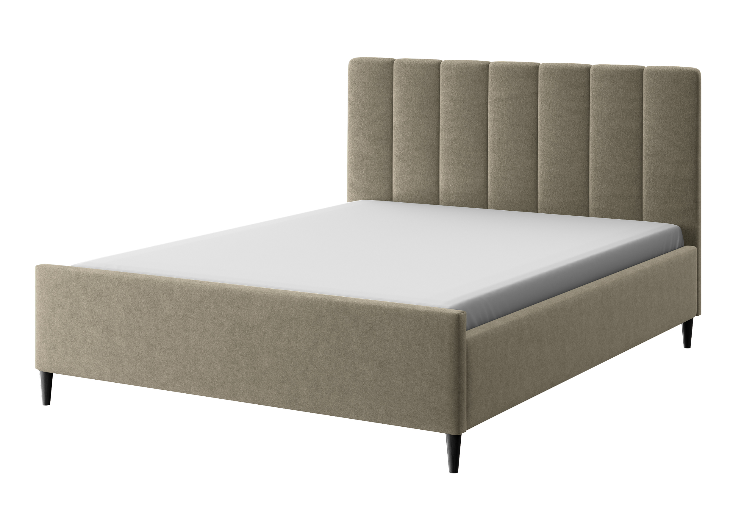 Łózko tapicerowane Pianetti ciemnobeżowe 140x200 stelaż metalowy welur