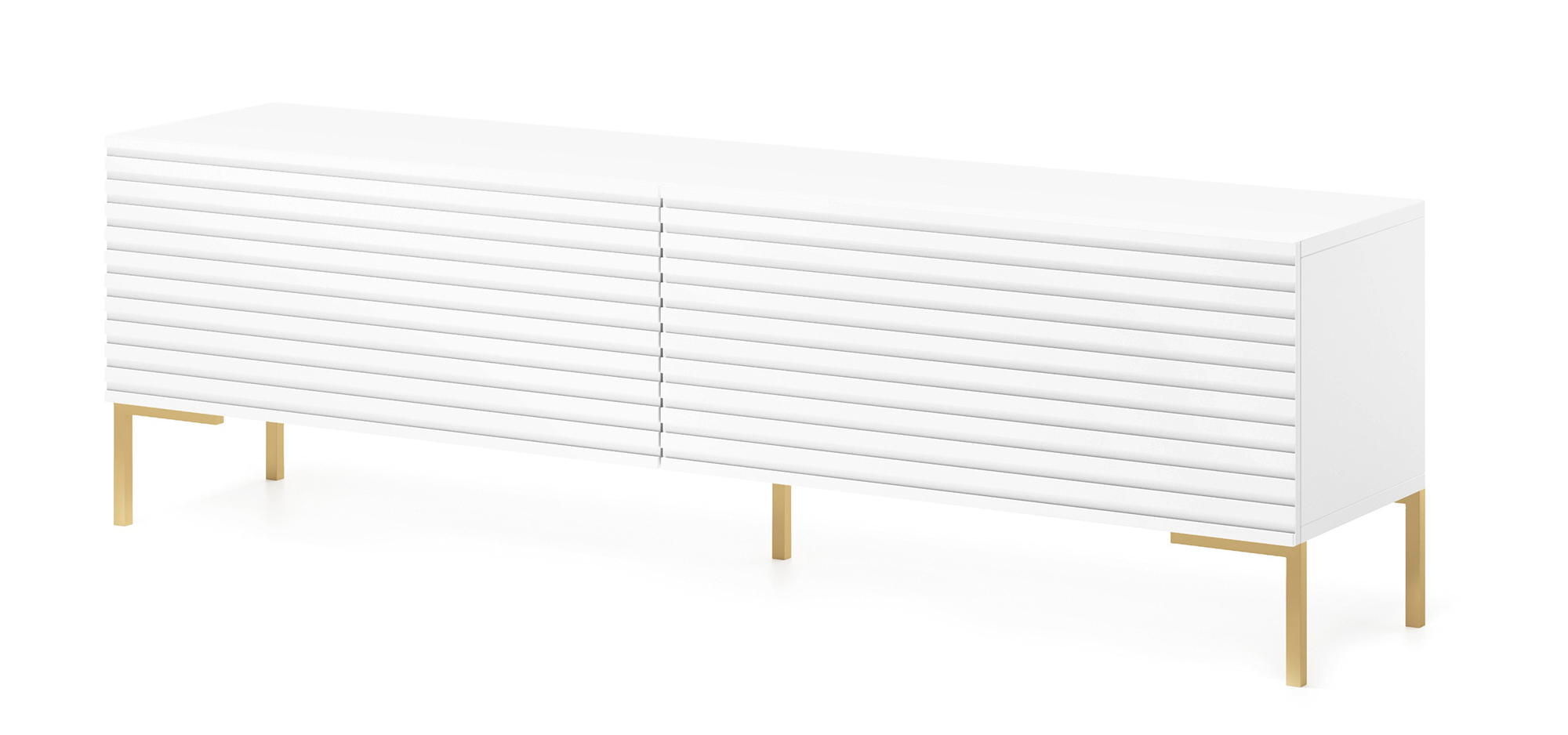 Szafka RTV Lammelo 140 cm biała ze złotymi nogami - zdjęcie 1