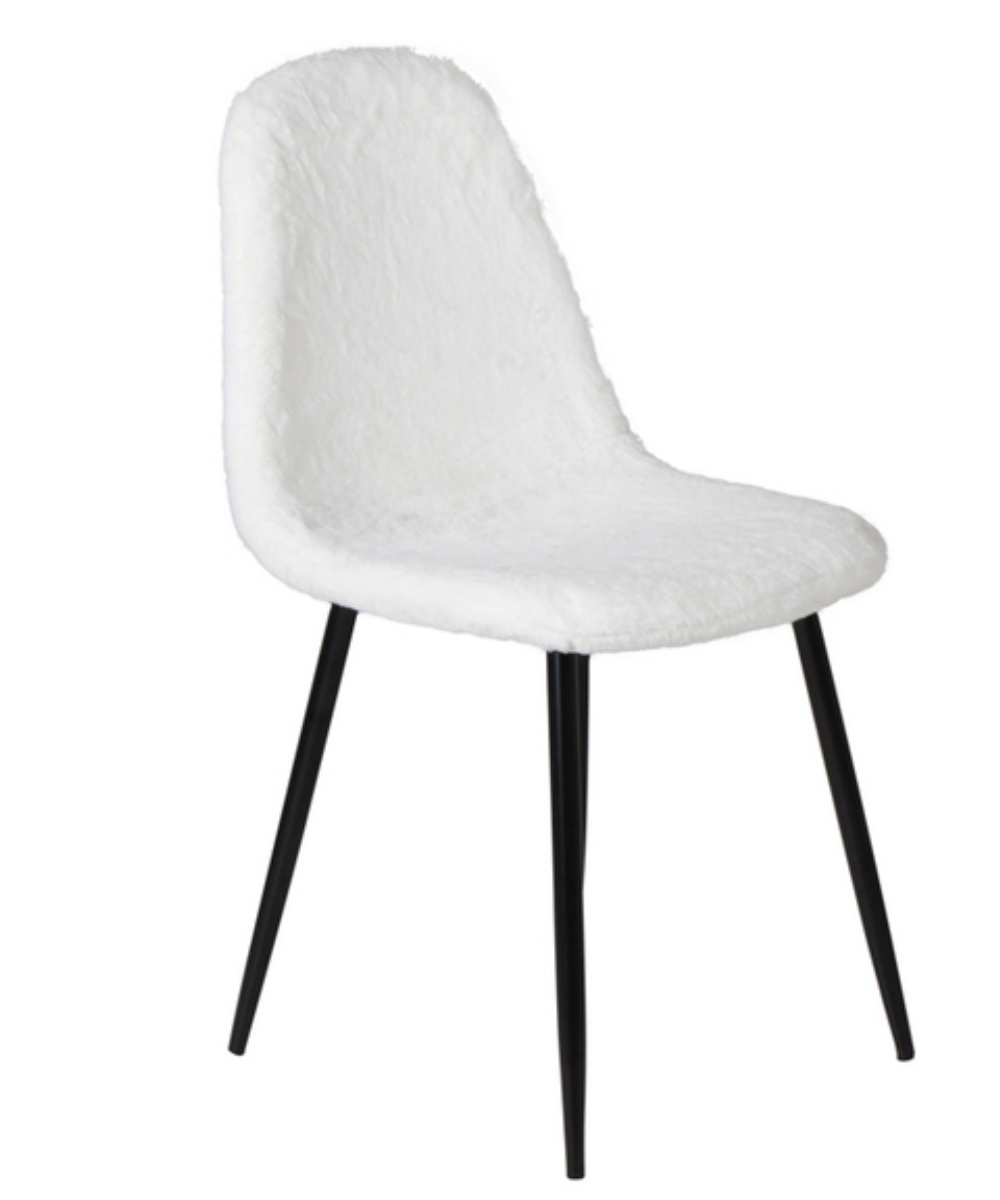 Krzesło tapicerowane Plorility białe/sztuczne futerko - zdjęcie 1