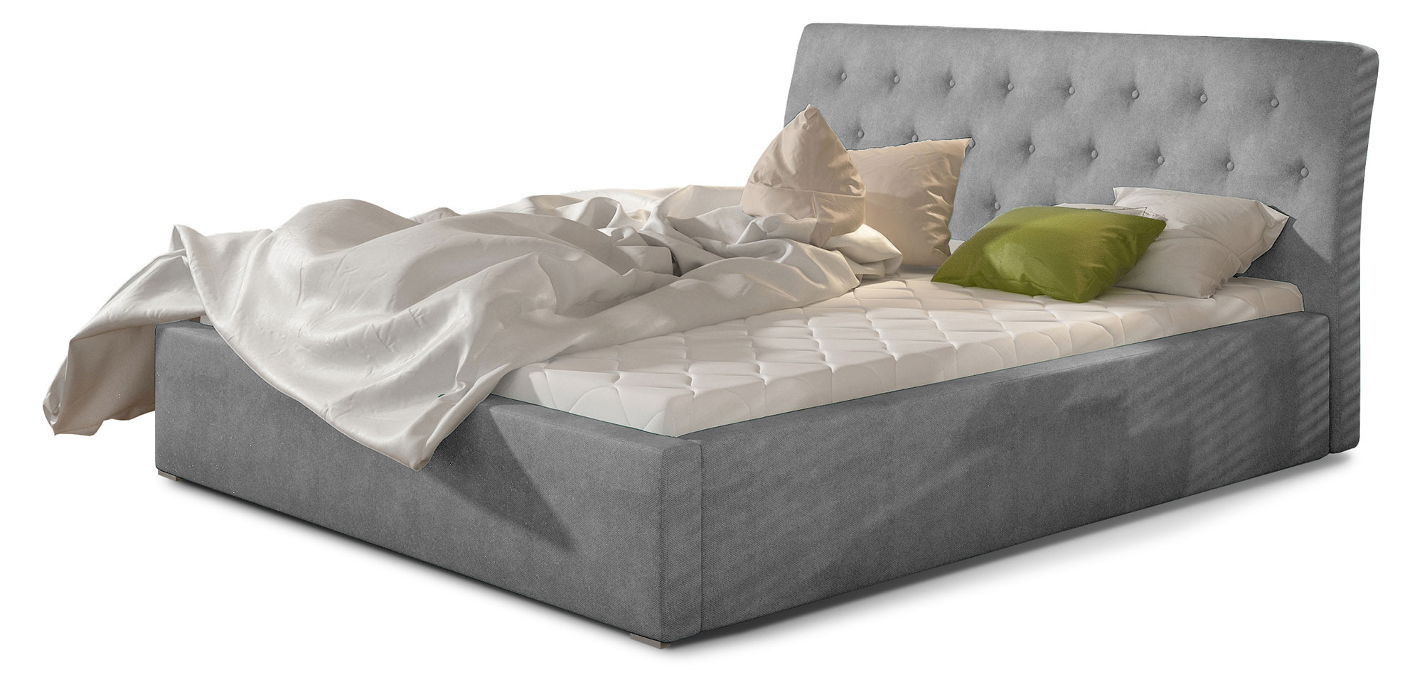 Łóżko tapicerowane Banjani 140x200 cm z pojemnikiem szare