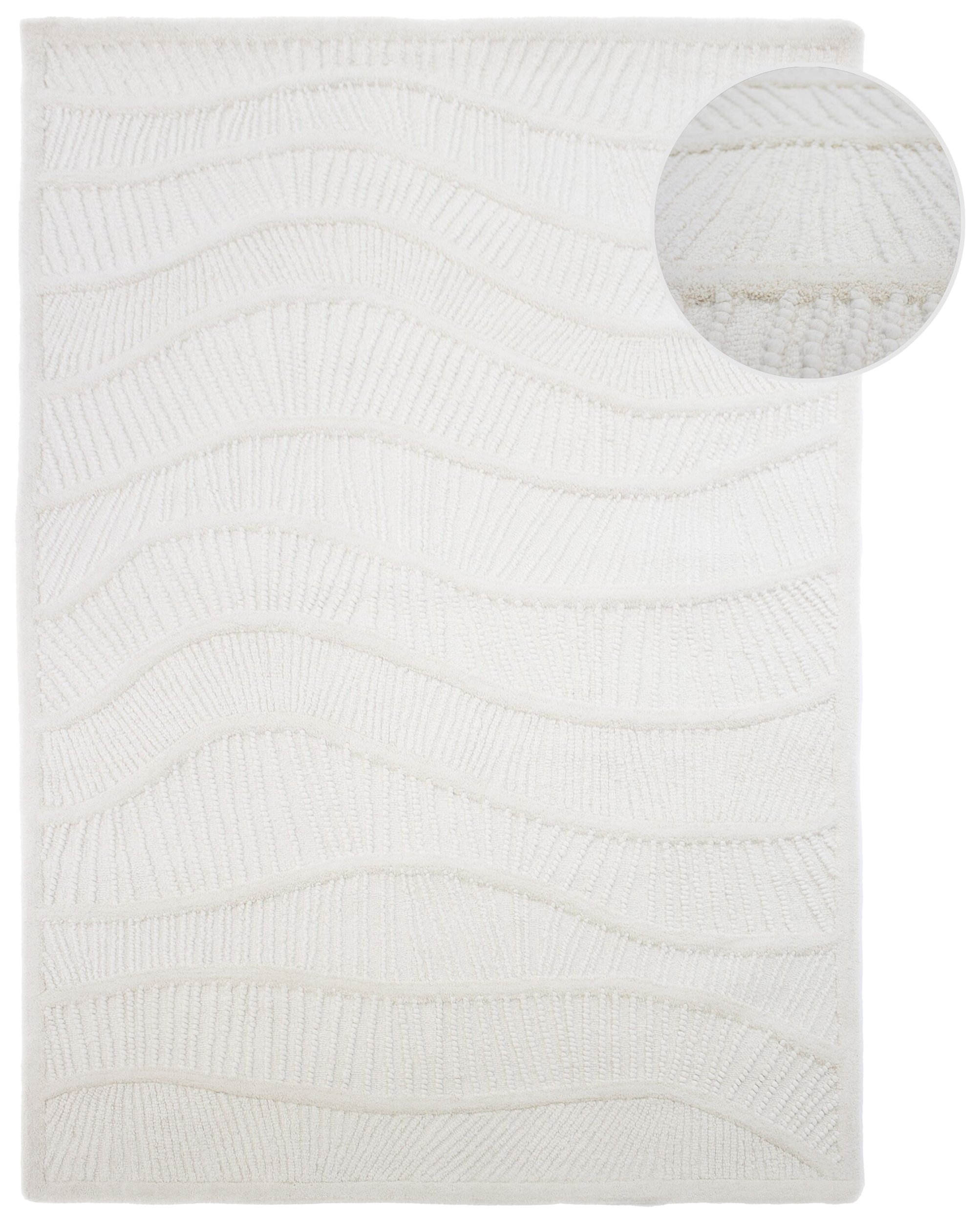Dywan z wełną Sculptured Wave 140x200 cm biały - zdjęcie 1
