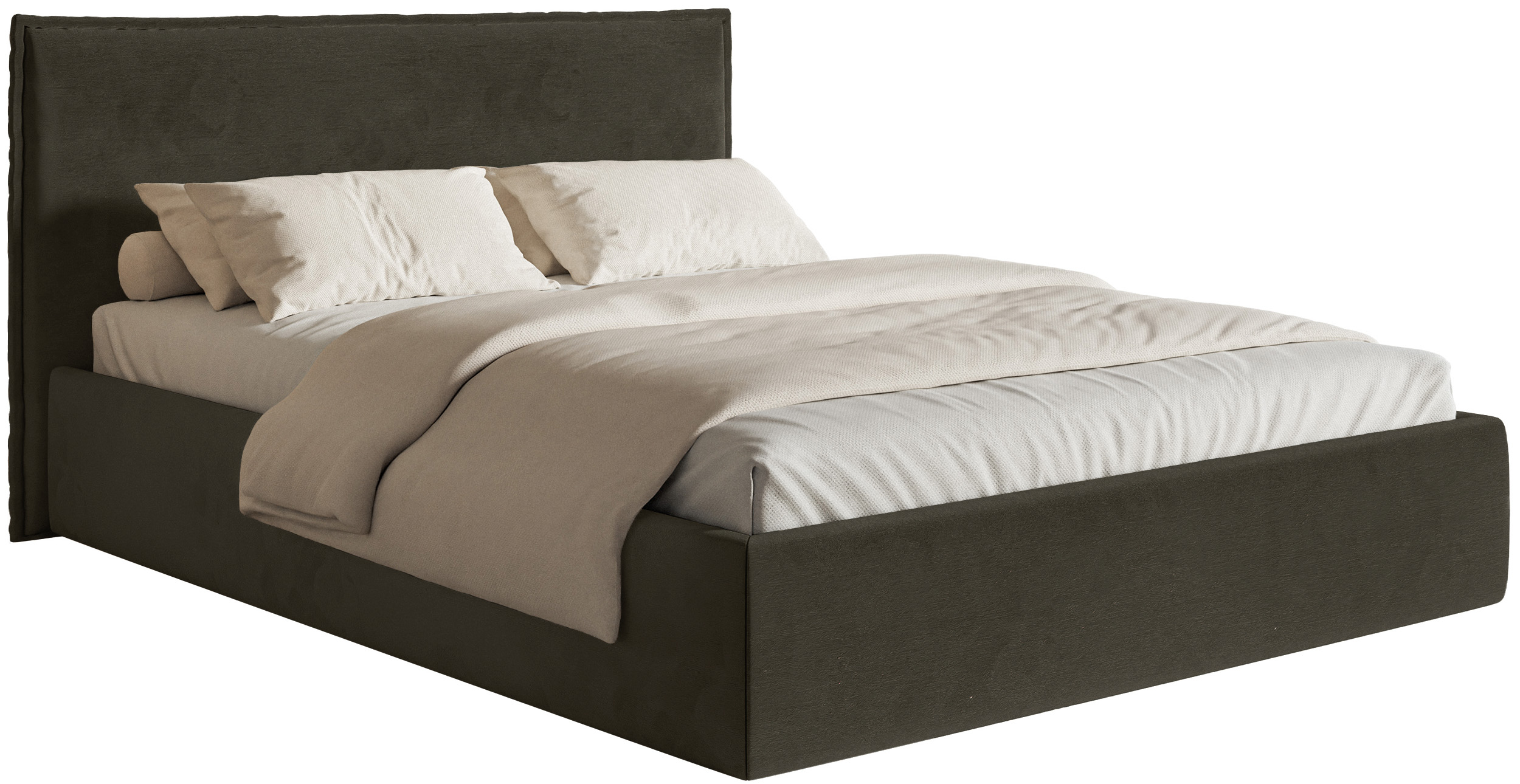 Łóżko tapicerowane 140x200 cm Softie Slim ciemnozielone welur hydrofobowy  - zdjęcie 1