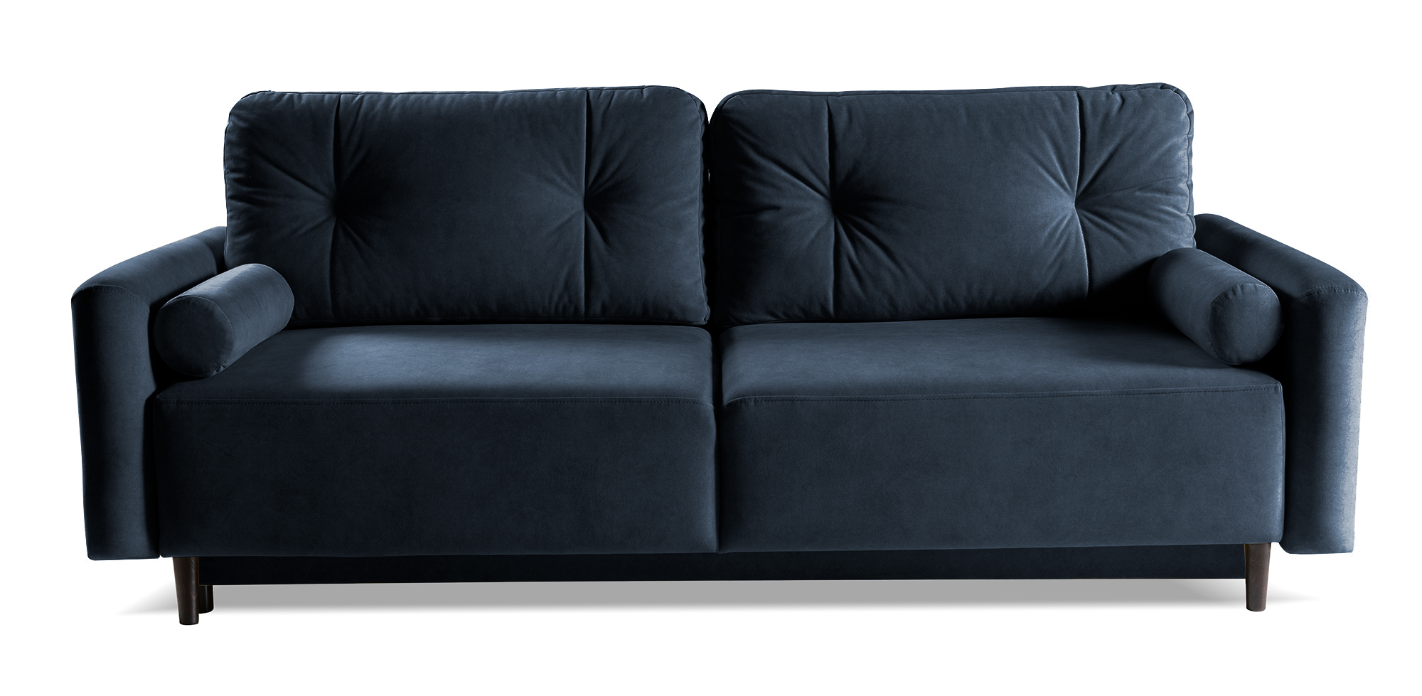 Kanapa rozkładana trzyosobowa Juskoge z pojemnikiem granatowa welur łatwoczyszczący - zdjęcie 1