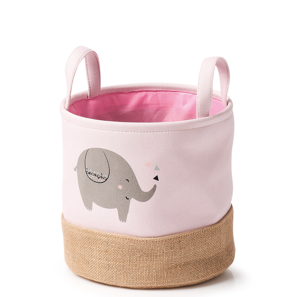 Koszyk Kideo z juty różowy ze słoniem - zdjęcie 1