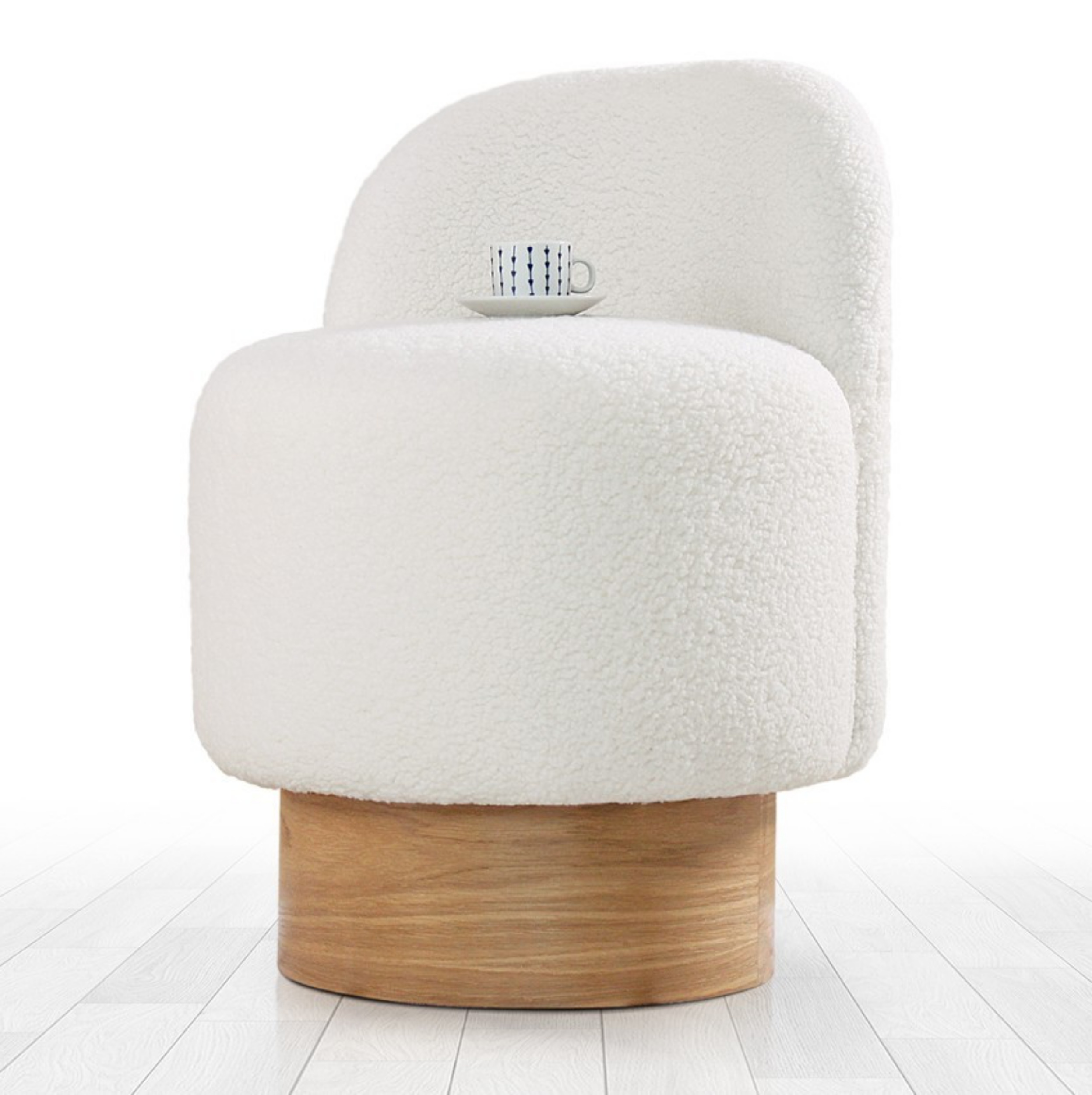 Pufa z oparciem Gralarily biała boucle - zdjęcie 1