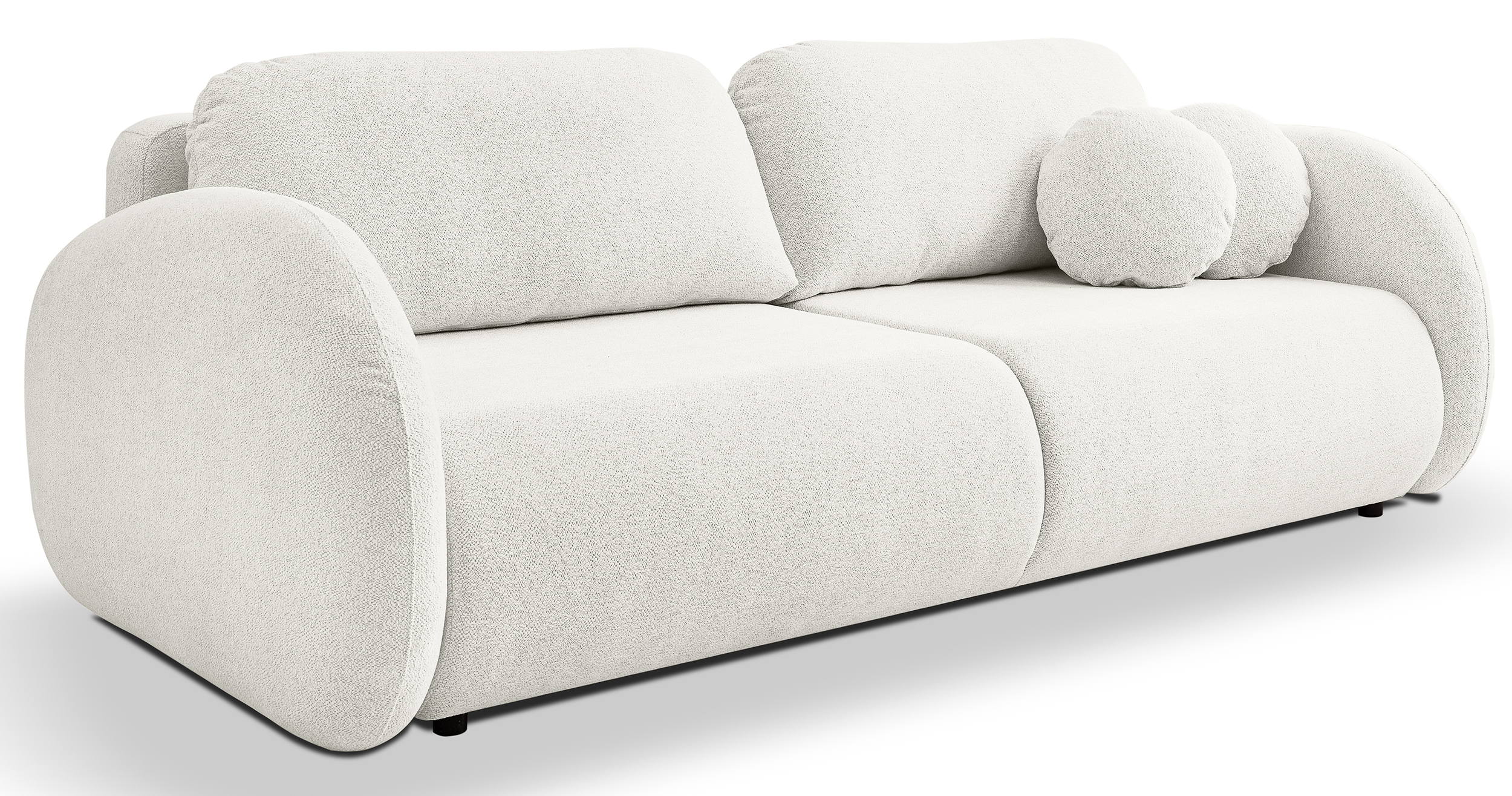 Kanapa rozkładana trzyosobowa Ovally z pojemnikiem kremowa szenil - zdjęcie 1