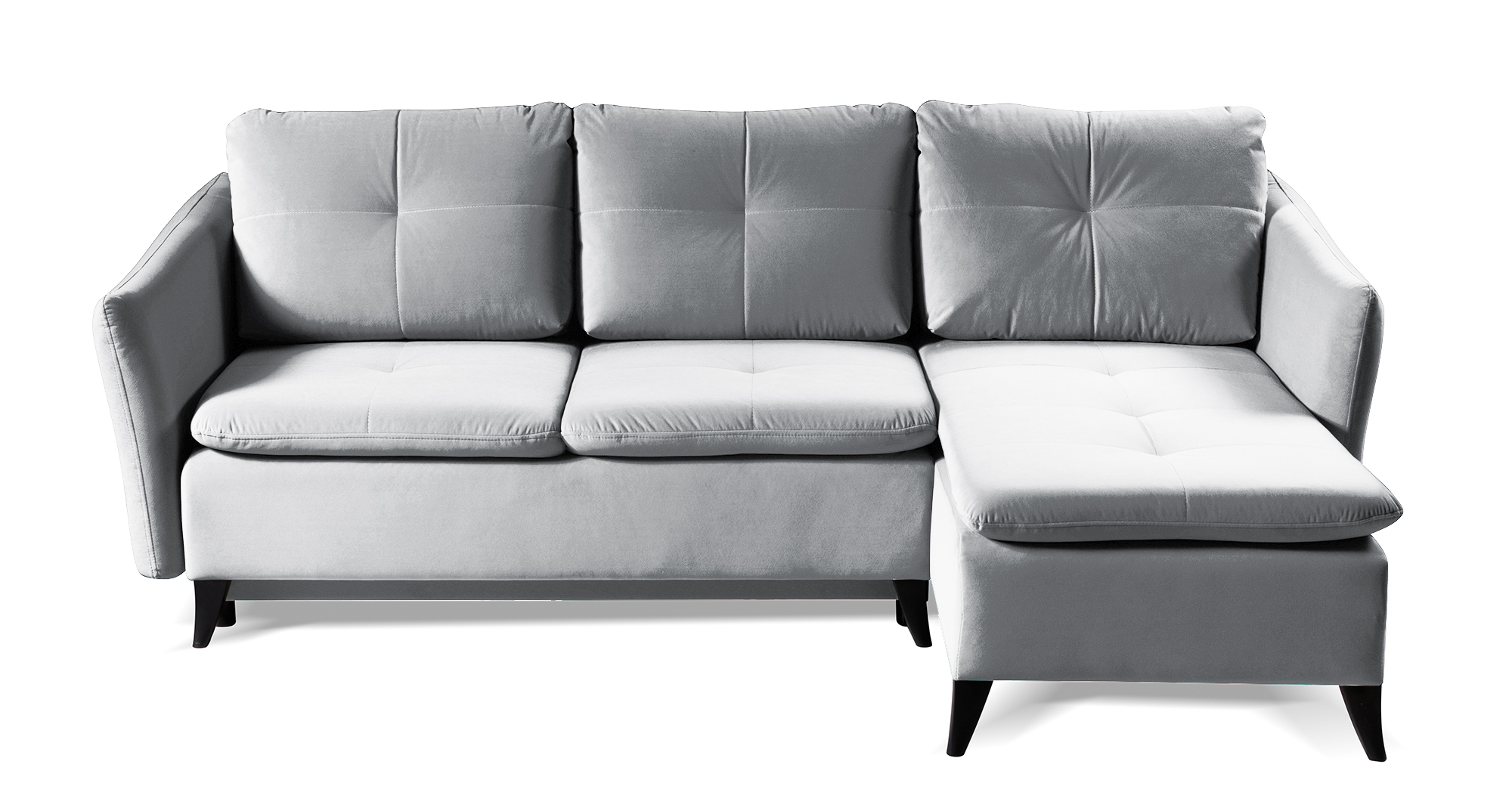 Narożnik z funkcją spania Sendelle L-kształtny z pojemnikiem szary welur hydrofobowy prawostronny - zdjęcie 1