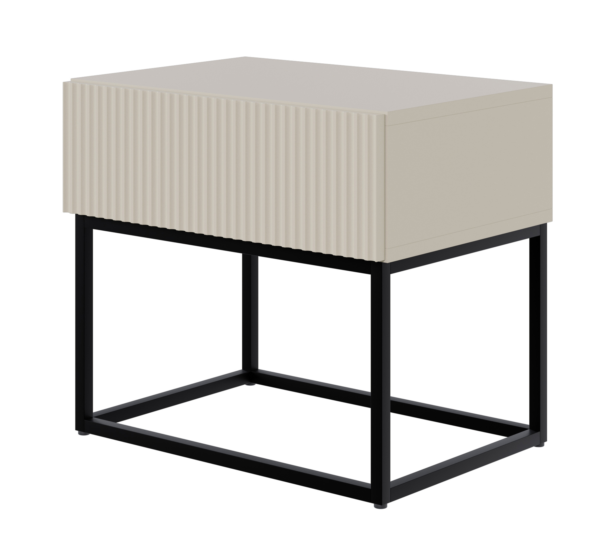 Szafka nocna Veldio 50 cm szary beż z czarnymi nogami - zdjęcie 1