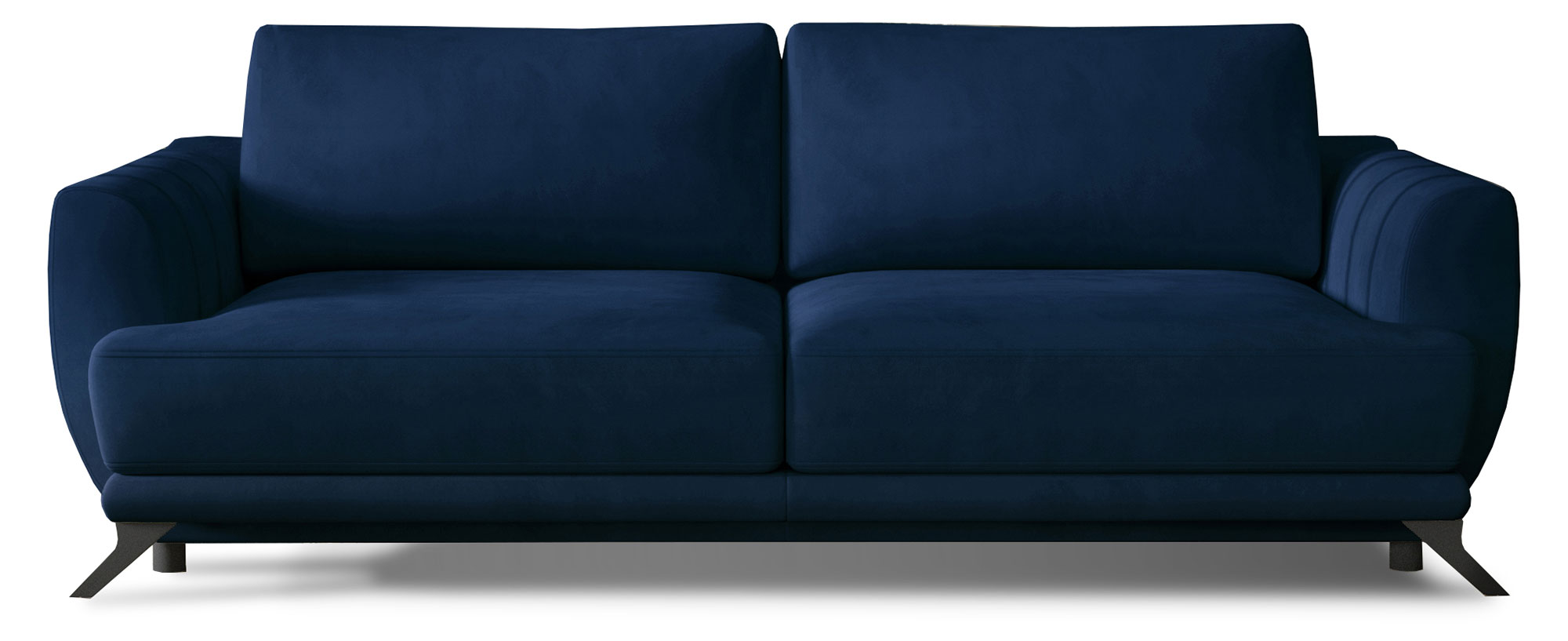 Kanapa rozkładana Subulatum 250 cm z pojemnikiem granatowa welwet hydrofobowy - zdjęcie 1