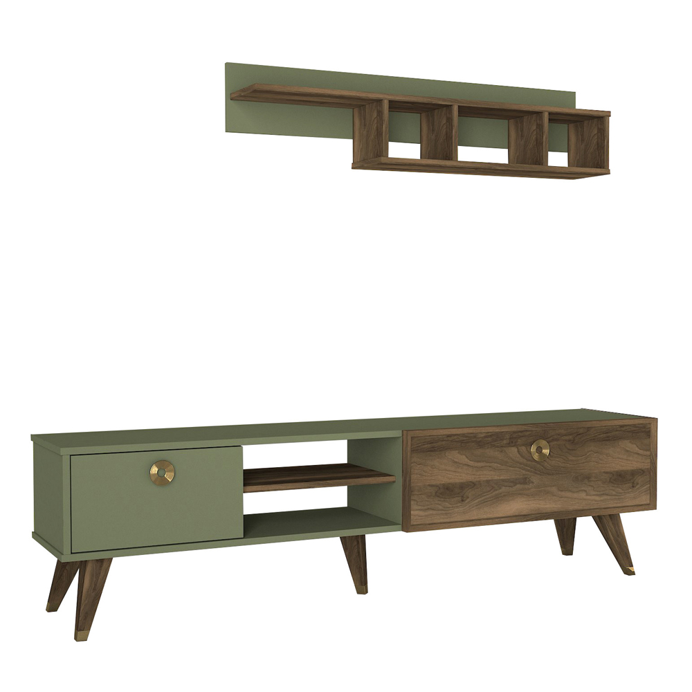 Meblościanka Herrani zielony/orzech - zdjęcie 1