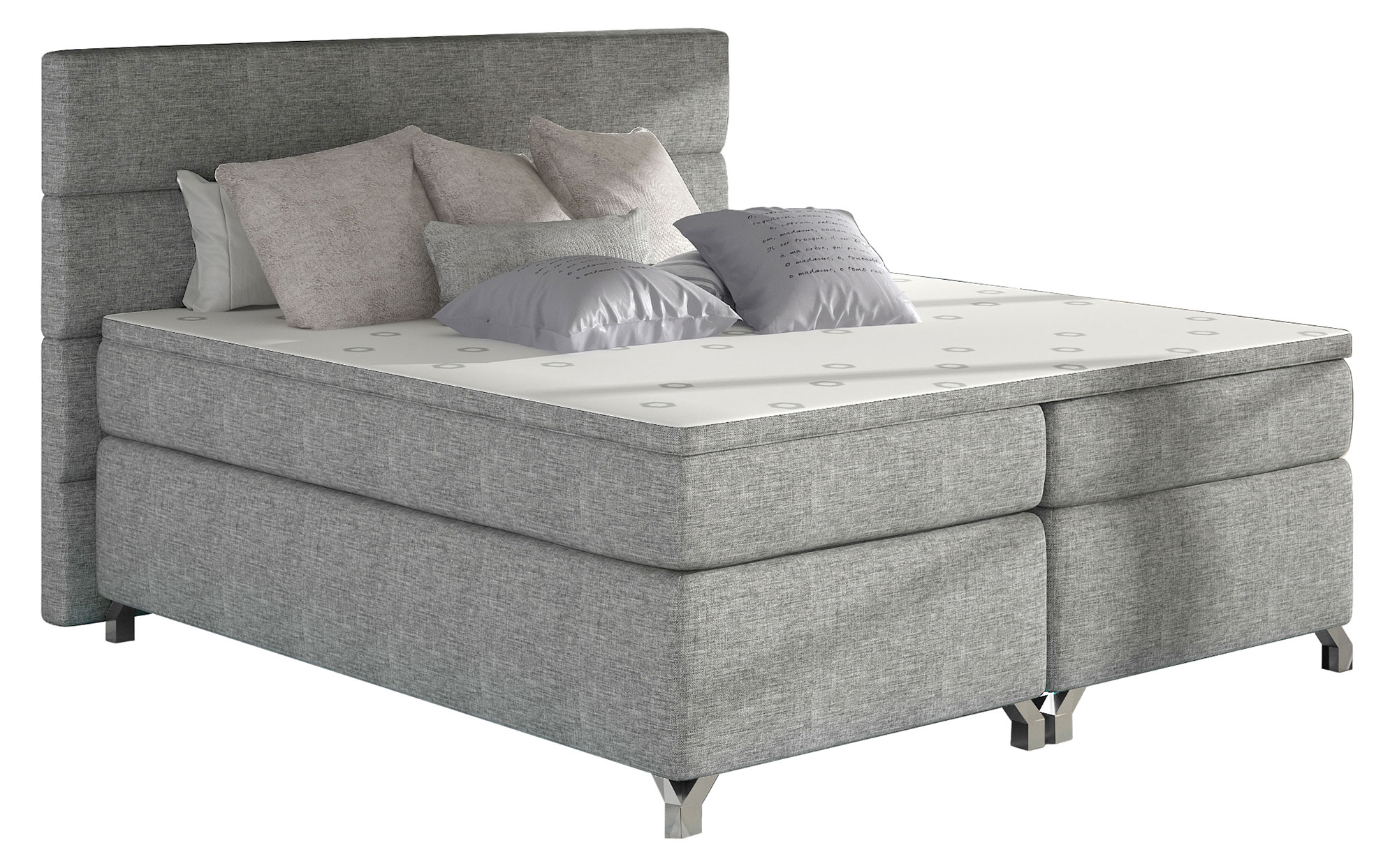 Łóżko kontynentalne Damlay 180x200 cm z pojemnikiem jasnoszare plecionka - zdjęcie 1