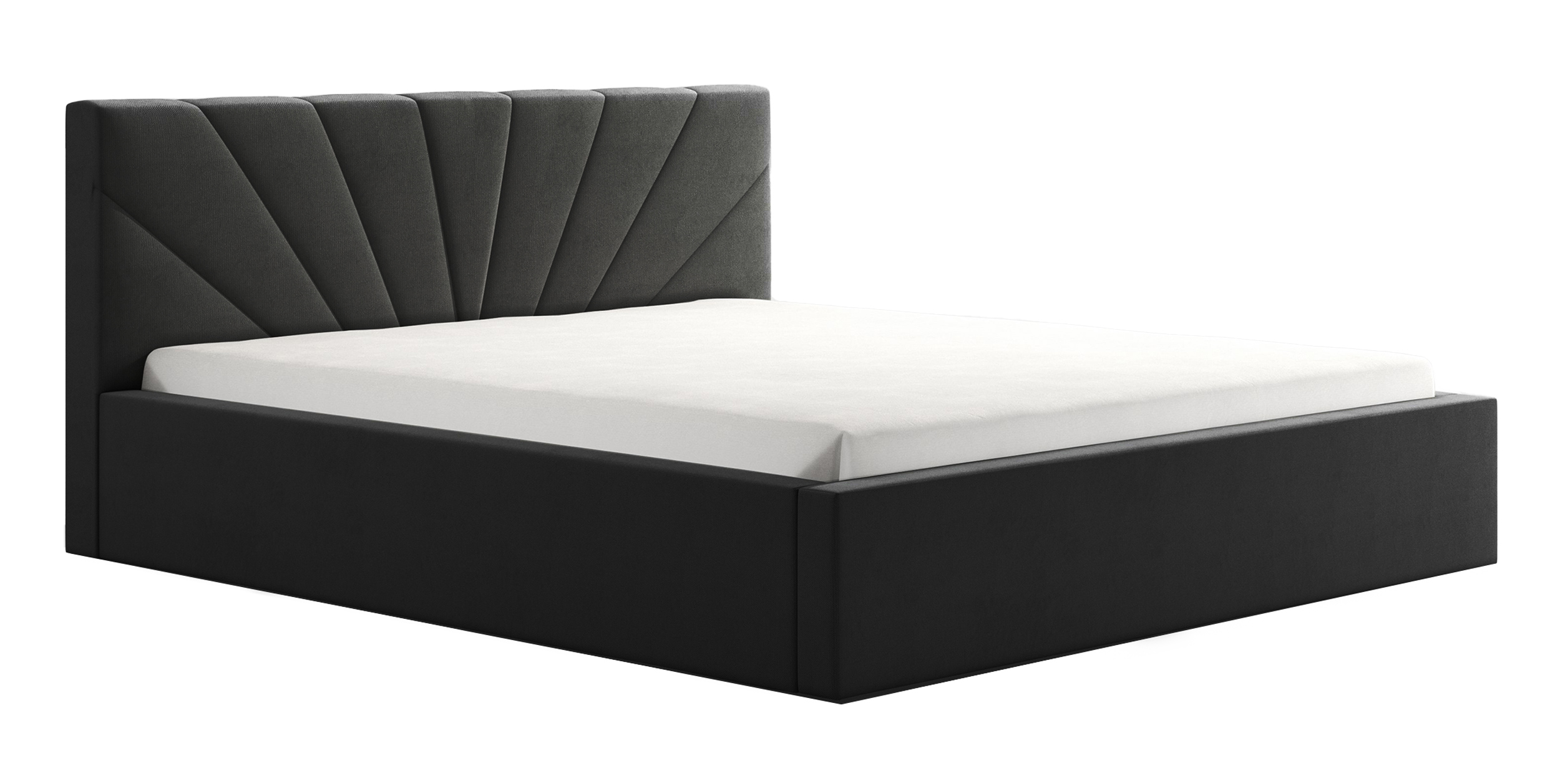 Łóżko tapicerowane 160x200 cm Mandrella z pojemnikiem stelaż metalowy ciemnoszare - zdjęcie 1