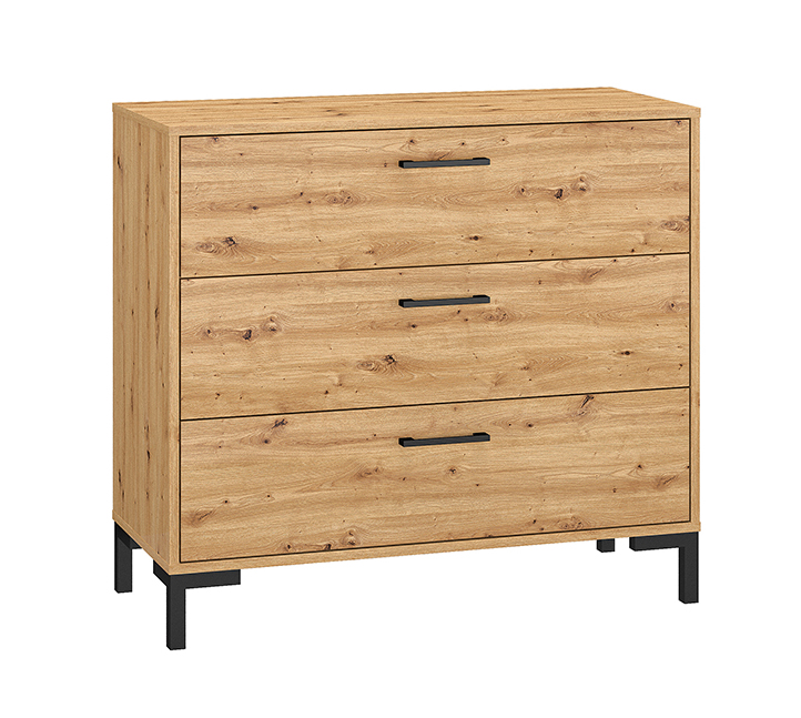 Komoda z trzema szufladami Ballarti 92 cm Dąb artisan - zdjęcie 1