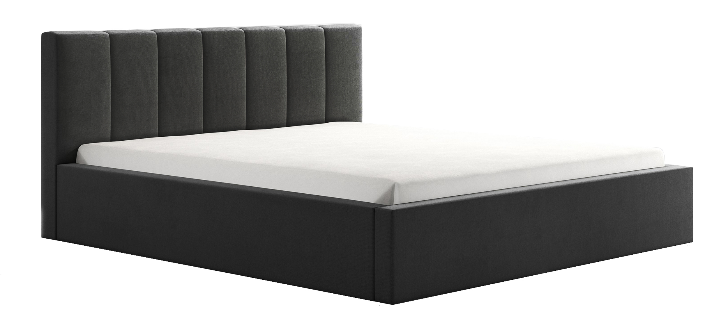 Łóżko tapicerowane 180x200 cm Selvone z pojemnikiem stelaż metalowy ciemnoszare - zdjęcie 1