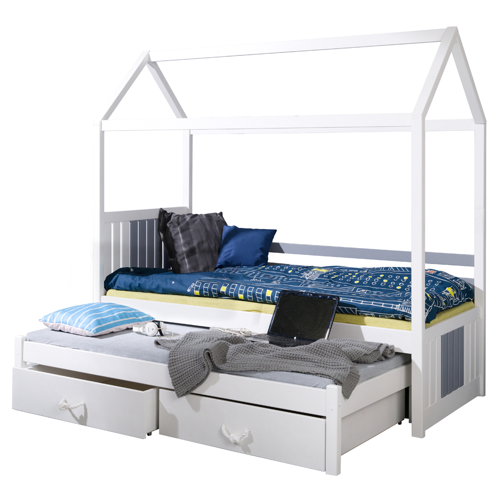 Łóżko młodzieżowe domek z dwoma posłaniami Melgara dwie szuflady - zdjęcie 1
