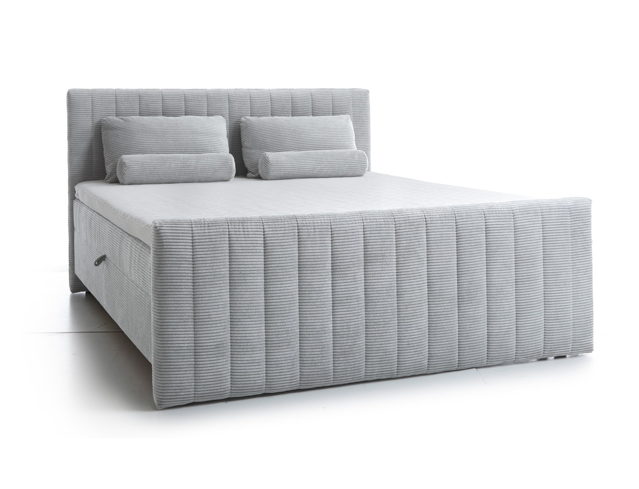 Łóżko kontynentalne Lullabino 180x200 cm z pojemnikami i topperem jasnoszare sztruks - zdjęcie 1