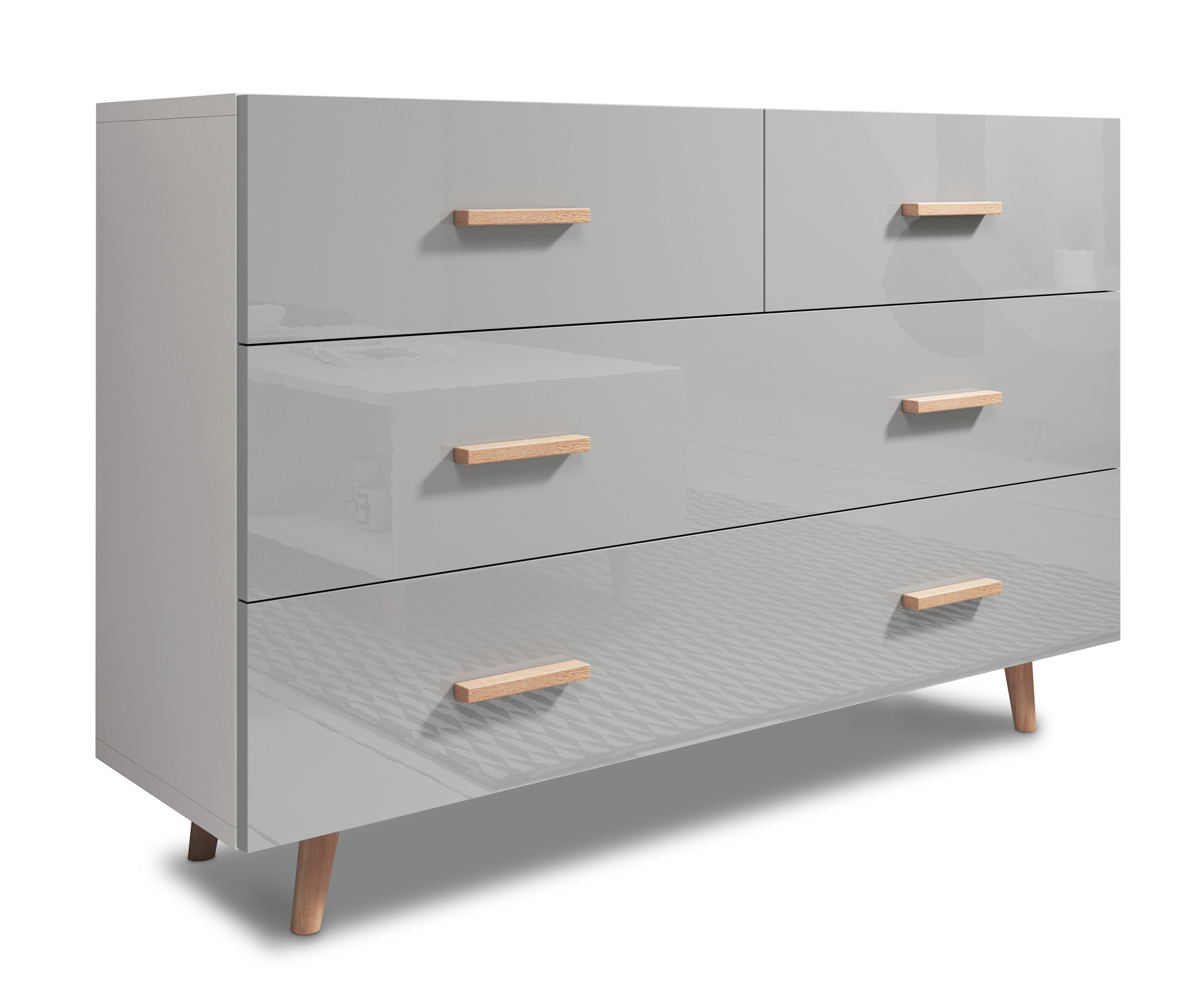 Komoda z czterema szufladami Rivano Biały mat/Szary połysk - zdjęcie 1