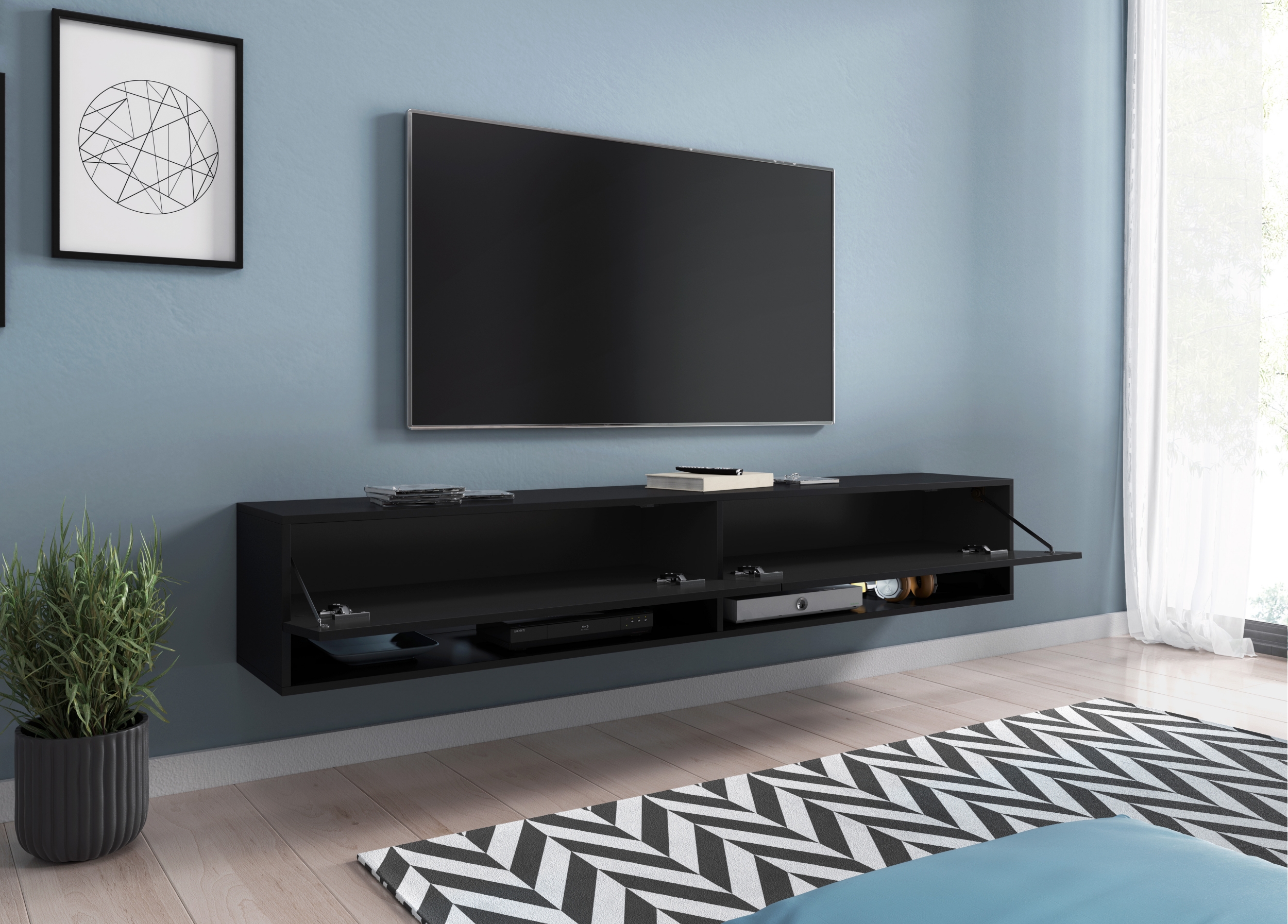 Szafka RTV Wander 180 cm czarny grafit