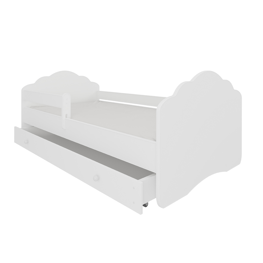 Łóżko dziecięce Sissa 140x70 cm białe z barierką i szufladą - zdjęcie 1