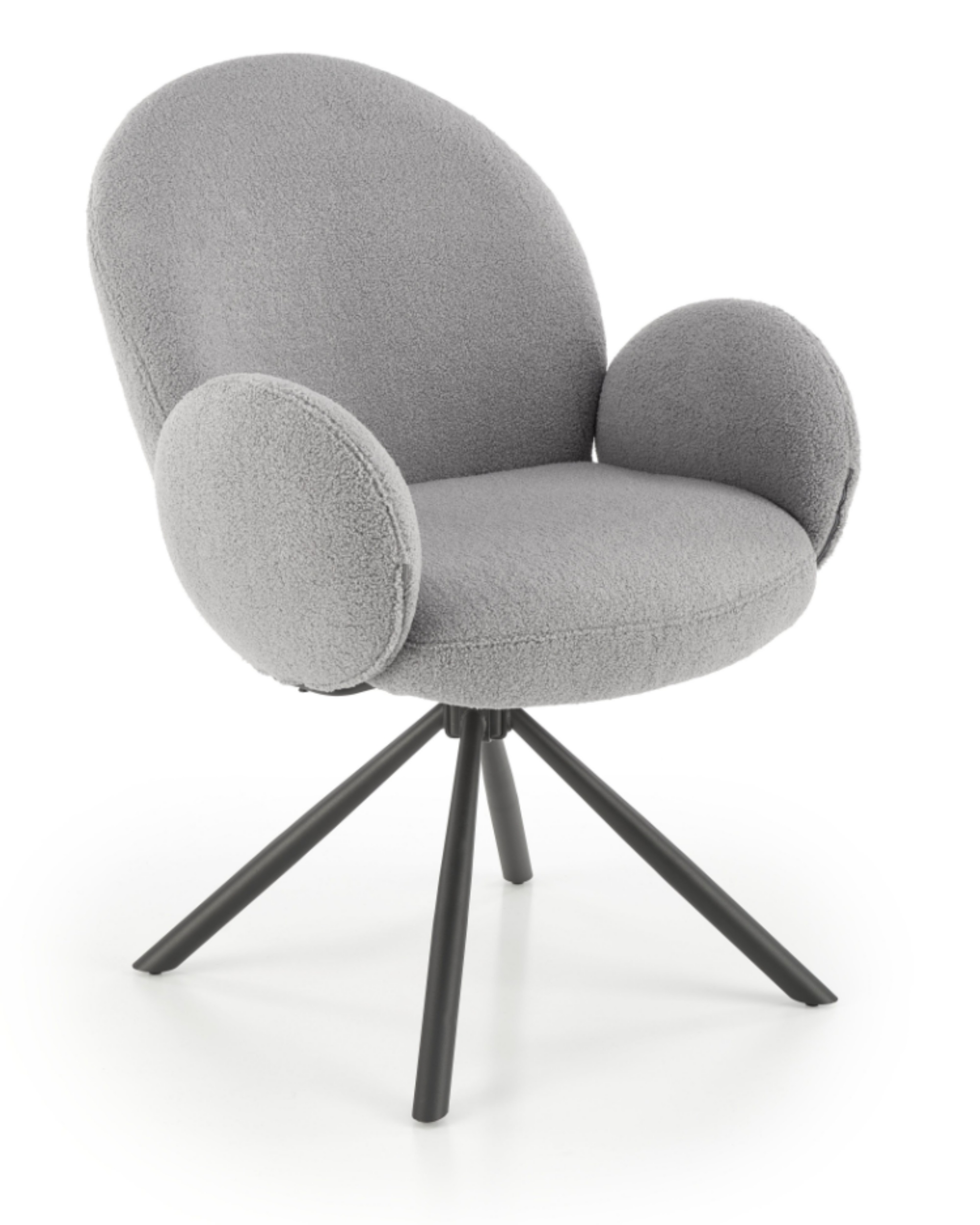 Krzesło tapicerowane Feetry z podłokietnikami w tkaninie boucle szare - zdjęcie 1