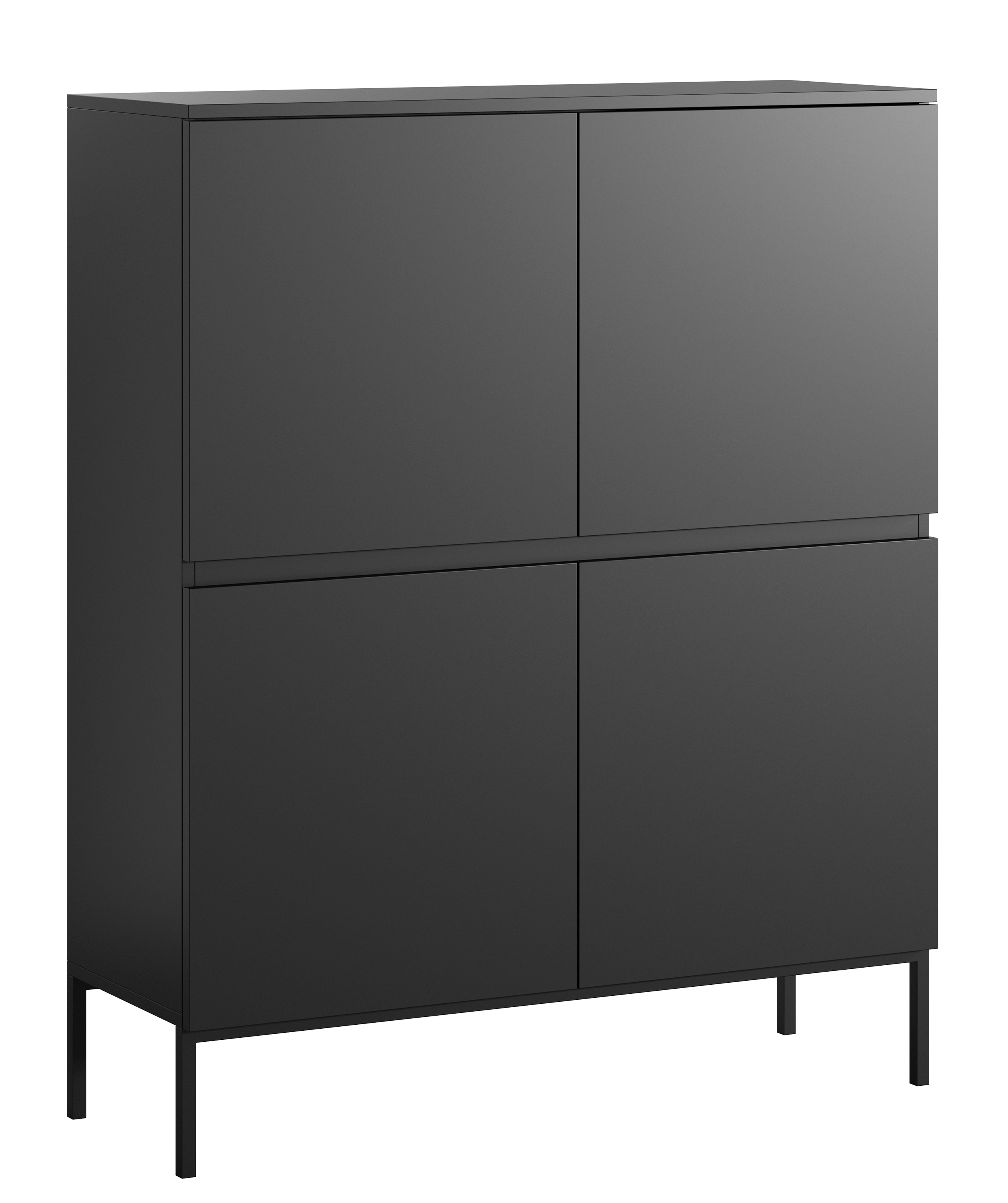 Commode haute Bemmi 100 cm noire avec pieds noirs