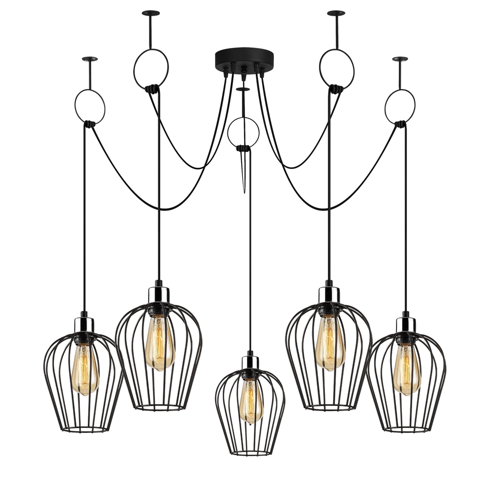 Żyrandol wiszący Solanum x5 czarny asymetryczny - zdjęcie 1