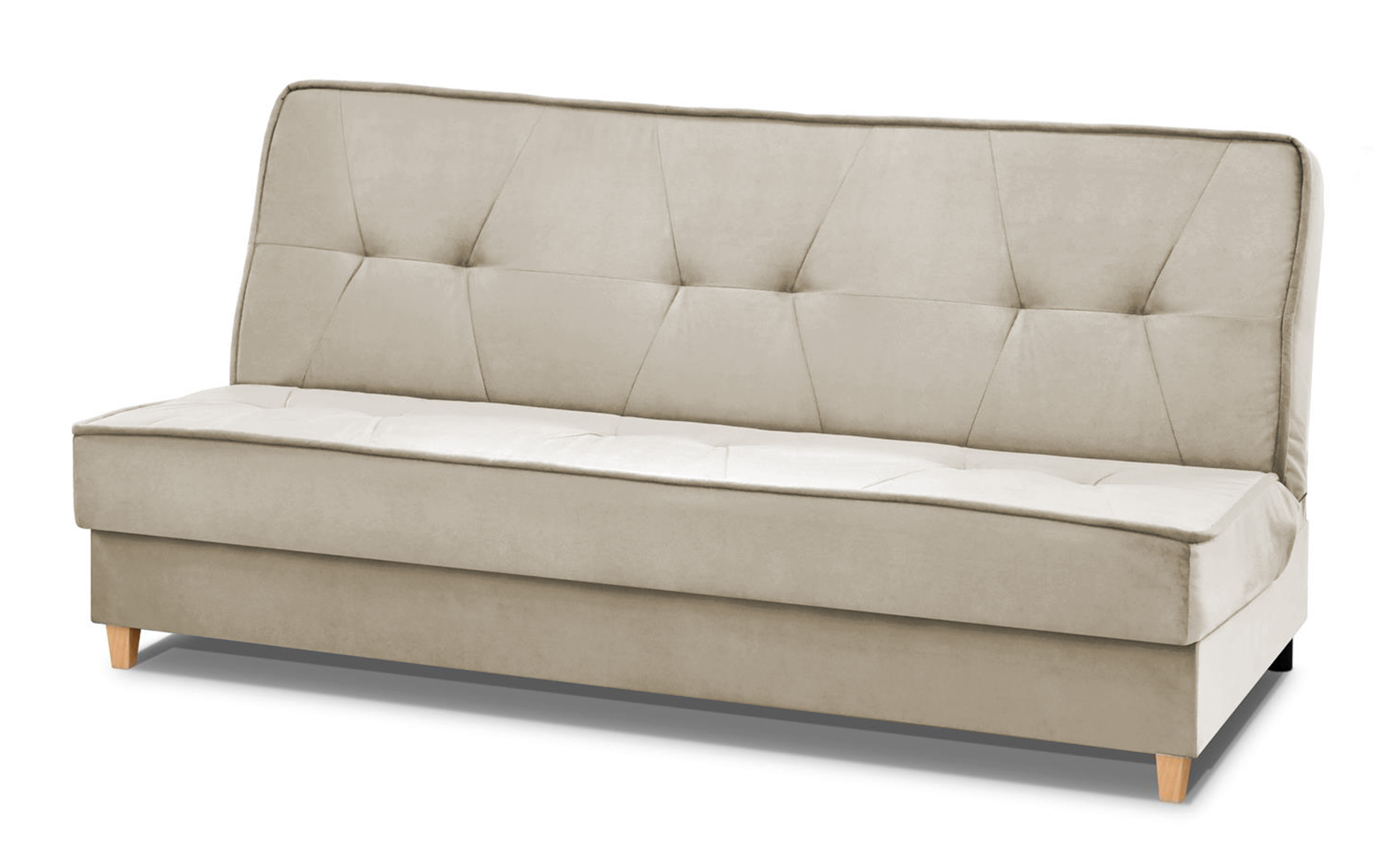 Wersalka rozkładana Morombe beżowa z pojemnikiem plusz - zdjęcie 1