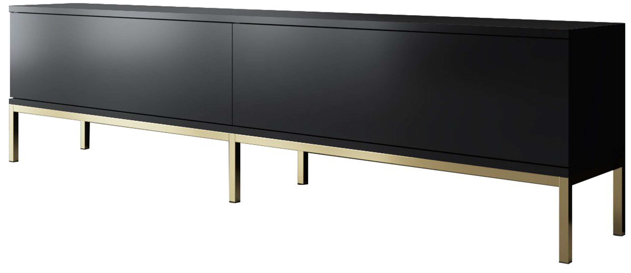 Szafka RTV Ferrostis na złotych metalowych nogach czarna - zdjęcie 1