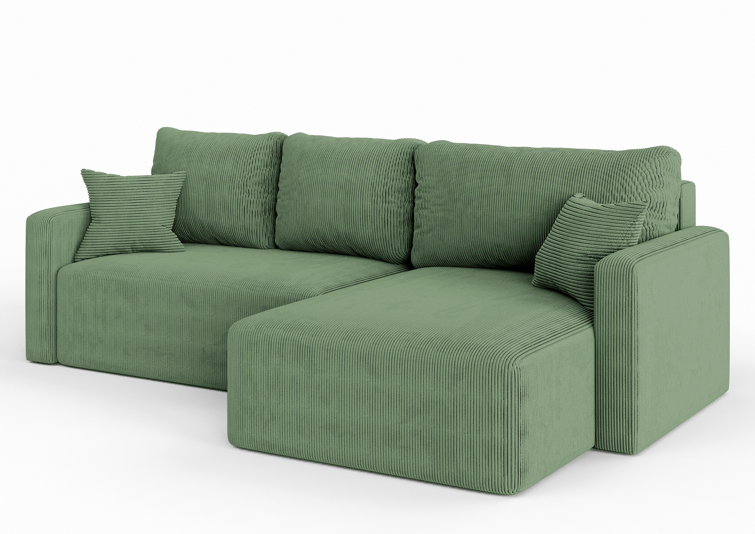 Narożnik z funkcją spania Haldi L-kształtny z pojemnikiem szałwiowy sztruks uniwersalny - zdjęcie 1