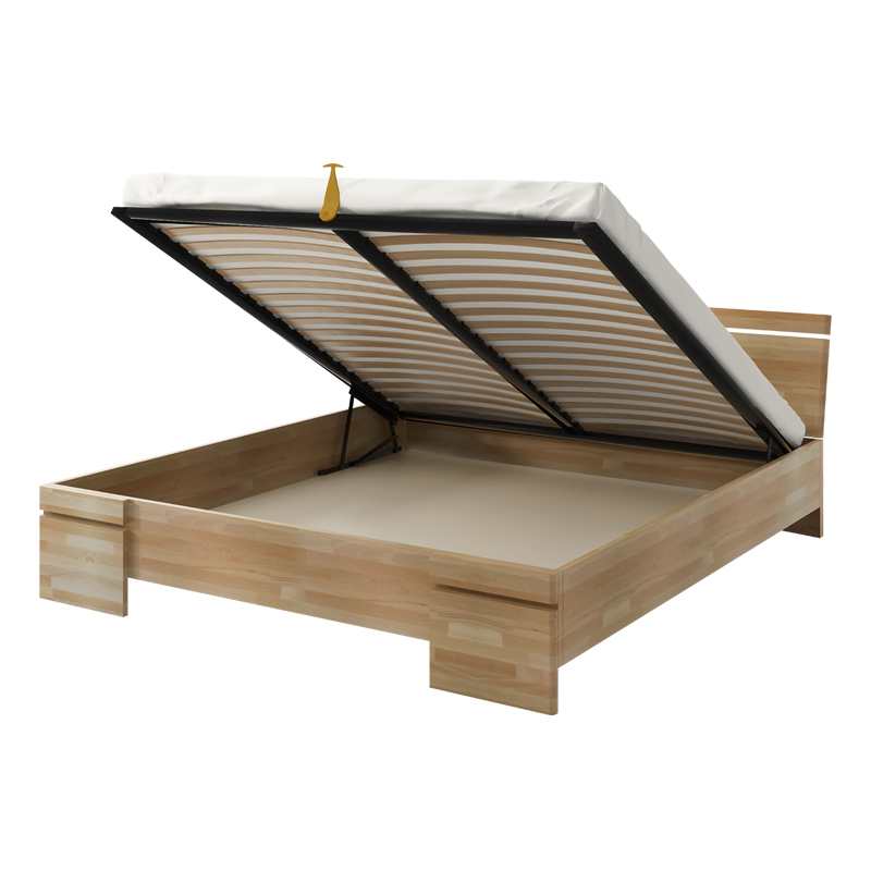 Łóżko Lopar z drewna bukowego z pojemnikiem na pościel - zdjęcie 1