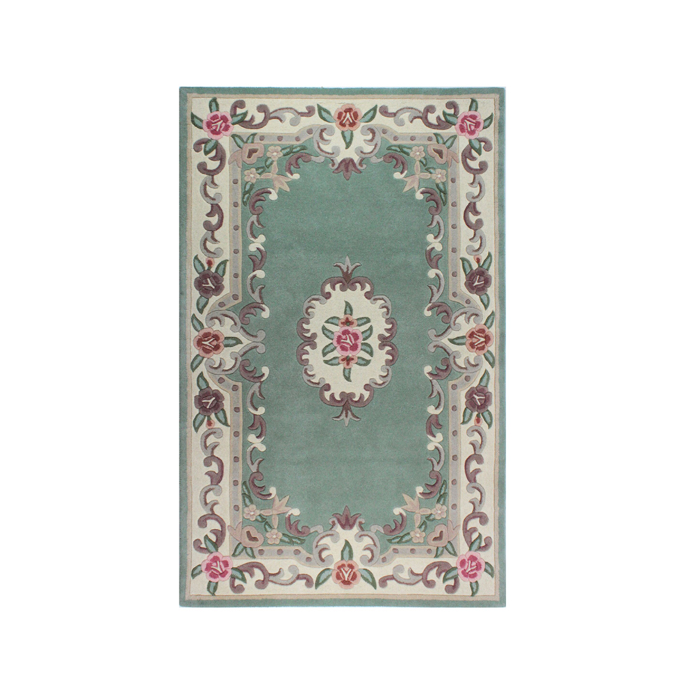 Dywan wełniany Aubusson zielony - zdjęcie 1