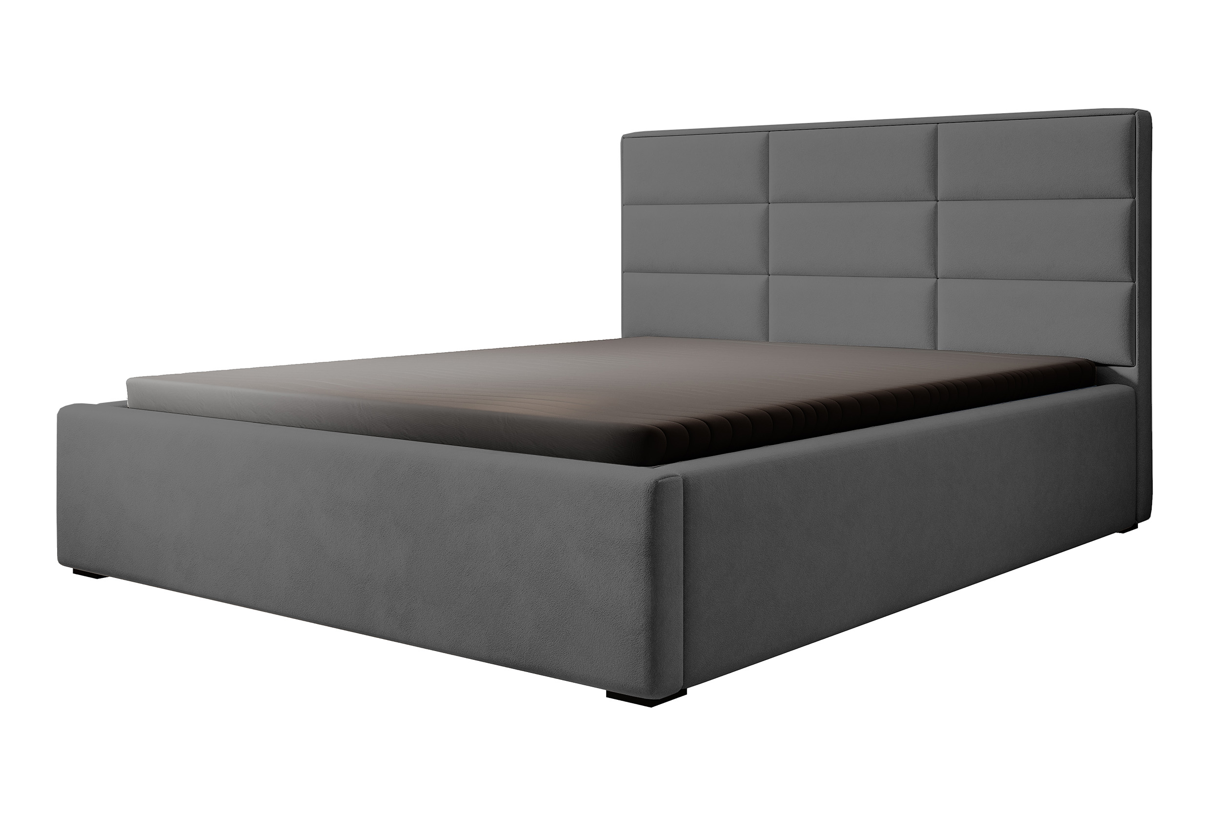 Łóżko tapicerowane 200x200 cm Suvereto z pojemnikiem hydrofobowe ciemnoszare - zdjęcie 1