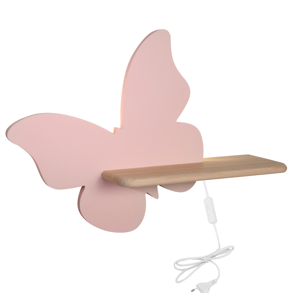 Kinkiet ścienny do pokoju dziecięcego Dreamie motyl z przewodem różowy - zdjęcie 1